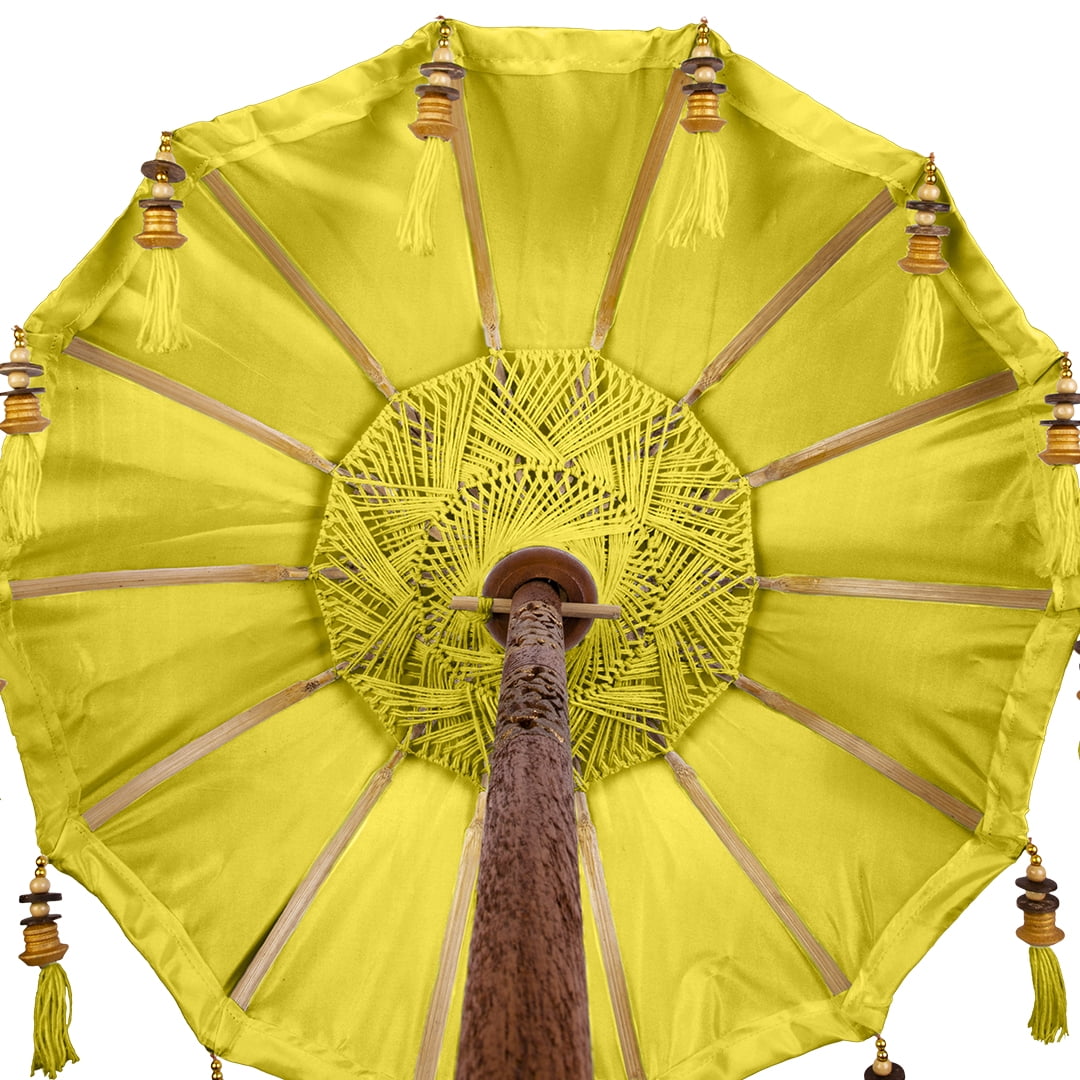 Koyal Wholesale Bali Umbrella Stand, Yellow 34-Inch Tall Moroccan Style Home Decor Items, Free Standing Umbrella