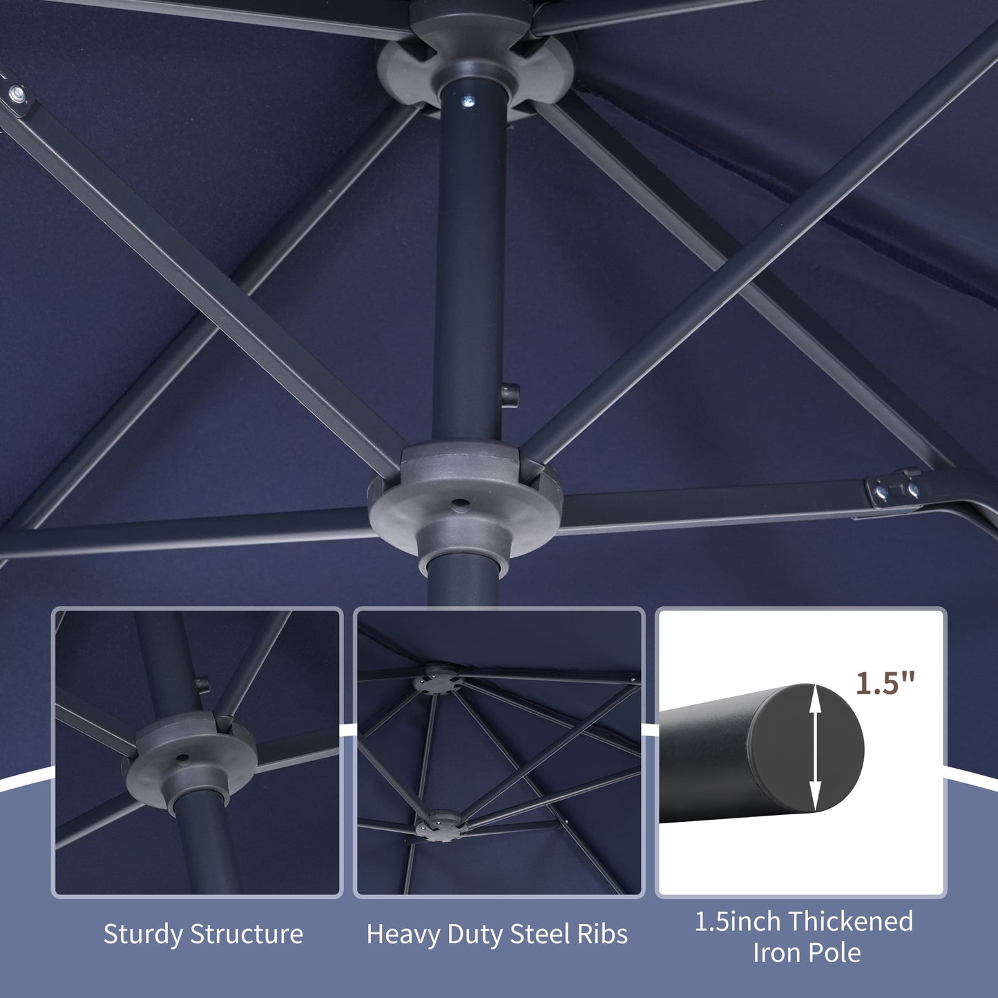 Autlaycil 13 FT Patio Umbrella with Sun Protection & Easy Crank for Deck Pool Patio, Navy Blue
