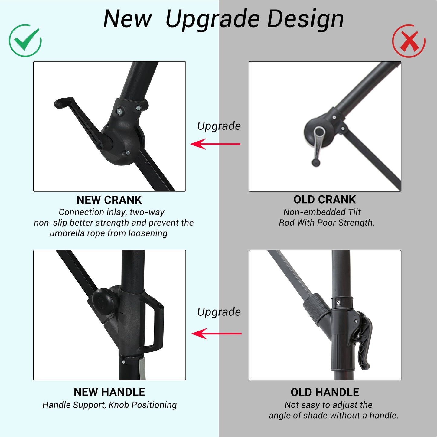 10ft Heavy Duty Patio Hanging Offset Cantilever Patio Umbrella with Crank & Cross Base