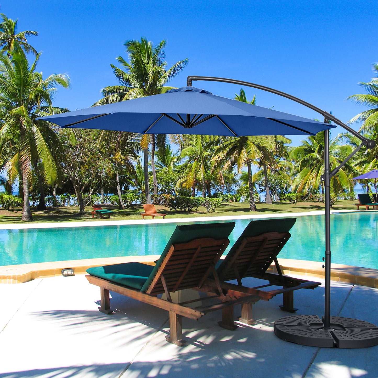 Costway 96" Navy Blue Octagon Offset Patio Umbrella, Fade Resistant