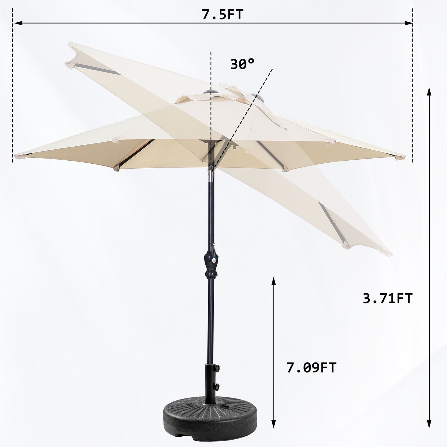 Autlaycil 7.5ft Outdoor Patio Umbrella with Umbrella Weighted Base, Push Button Tilt and Crank, Patio Table Market Umbrella, UV Protection Waterproof for Garden, Deck, Backyard, Pool, Khaki