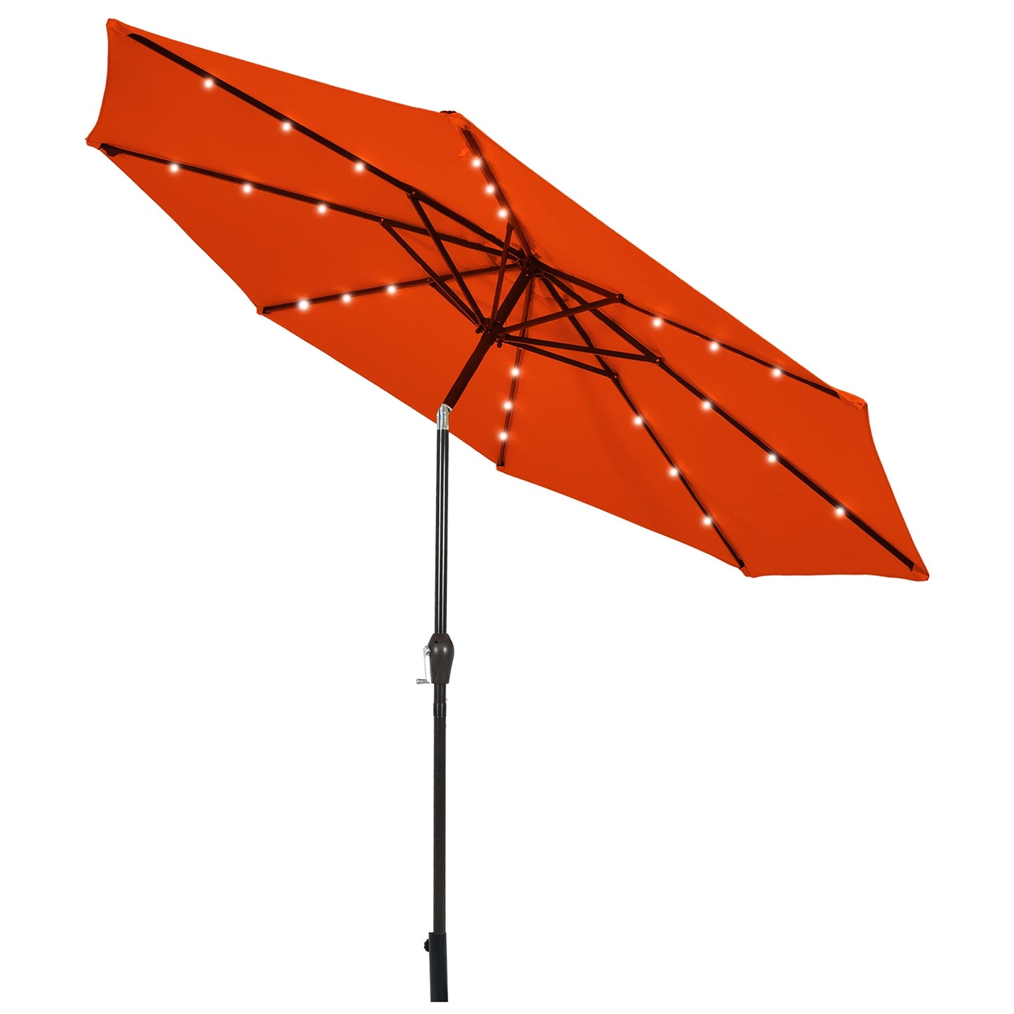 Costway 10FT Patio Solar Umbrella LED Patio Market Steel Tilt W/Crank Outdoor Orange New
