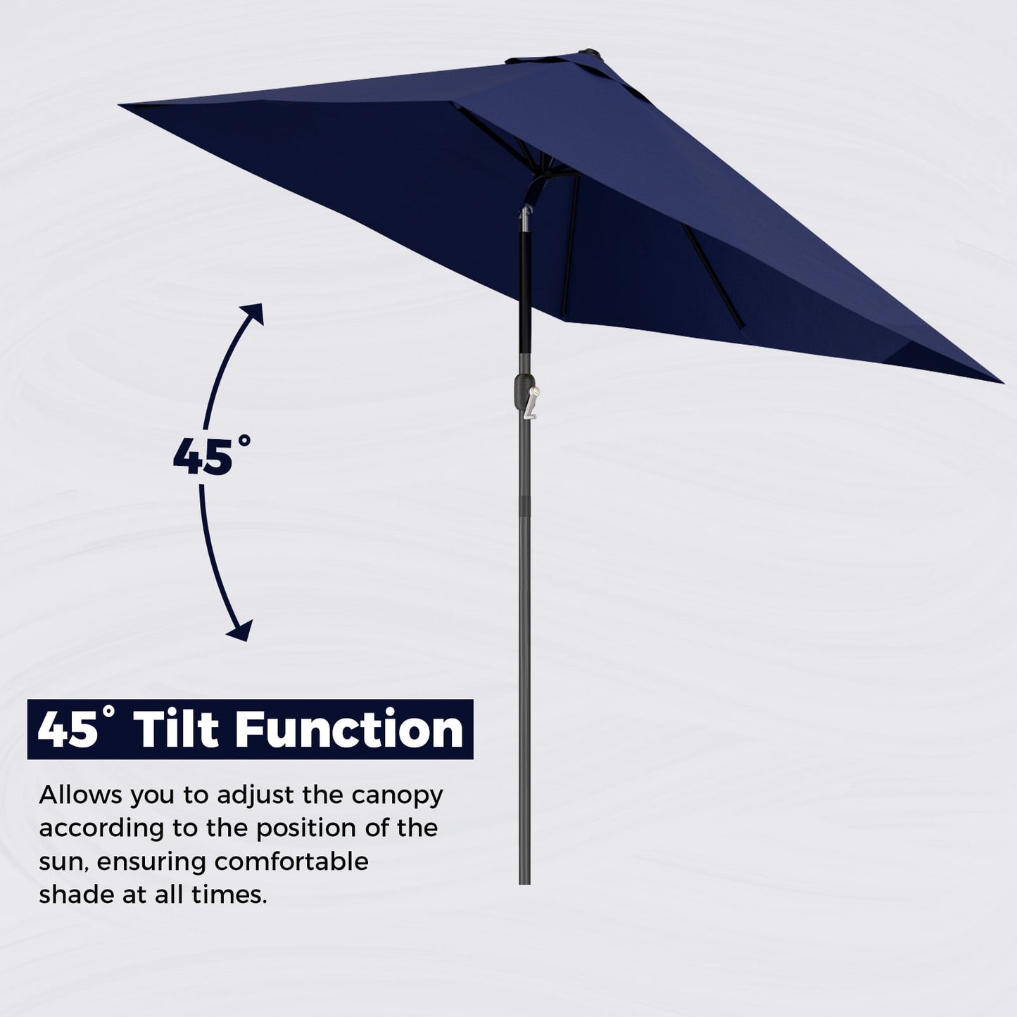 Garpans 10ft Patio Umbrella Outdoor Table Market Umbrella with Push Button Tilt and Crank Handle,Sun Shelter UV Protection Rectangular Beach Umbrellas,Navy Blue