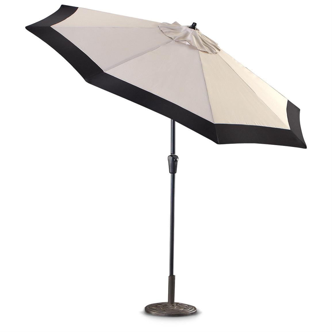 CASTLECREEK 9' Two-Tone Deluxe Market Patio Umbrella, Khaki/Black