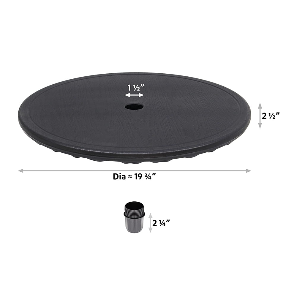 20'' Outdoor Adjustable All Weather Umbrella Table for Beach Patio Garden Poolside Accessory Umbrella Table Top Portable Round Table Fit 38mm (1.49in) Umbrella Pole, Black