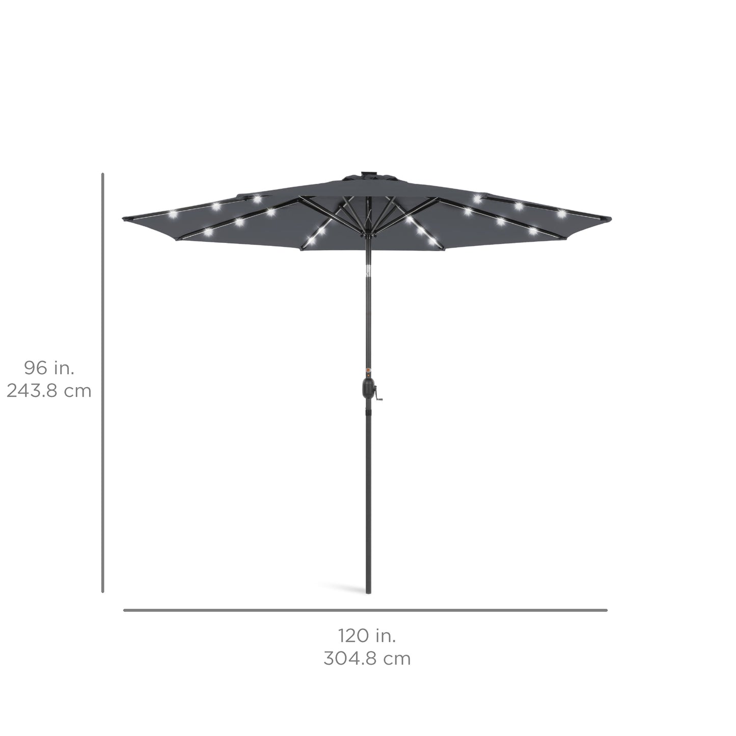Best Choice Products 10ft Solar LED Lighted Patio Umbrella w/ Tilt Adjustment, UV-Resistant Fabric - Slate