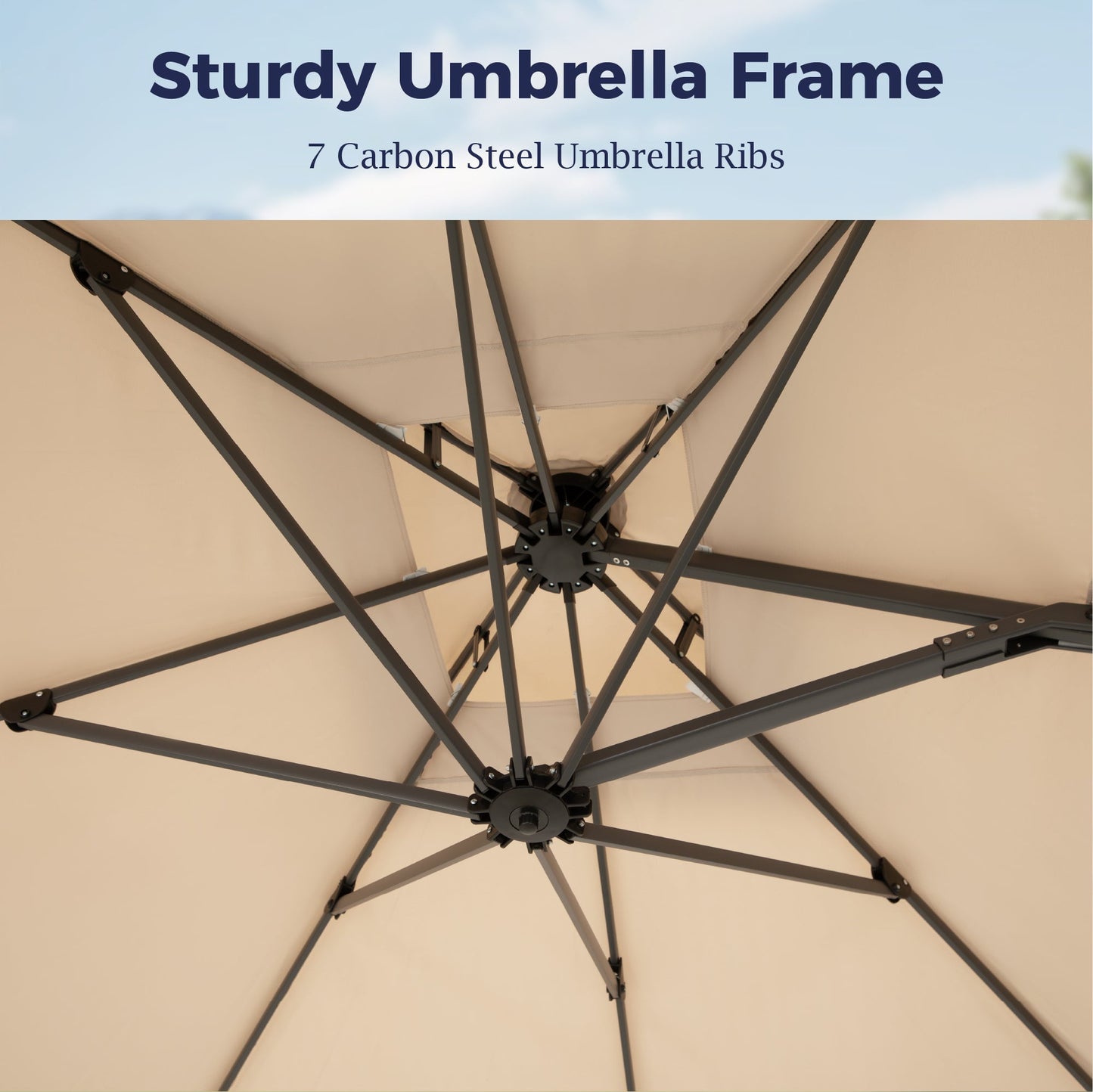 Alpha Joy 12x9ft Outdoor Patio Umbrella Large Rectangle Offset Cantilever Double Umbrella with 360°Rotation, Beige