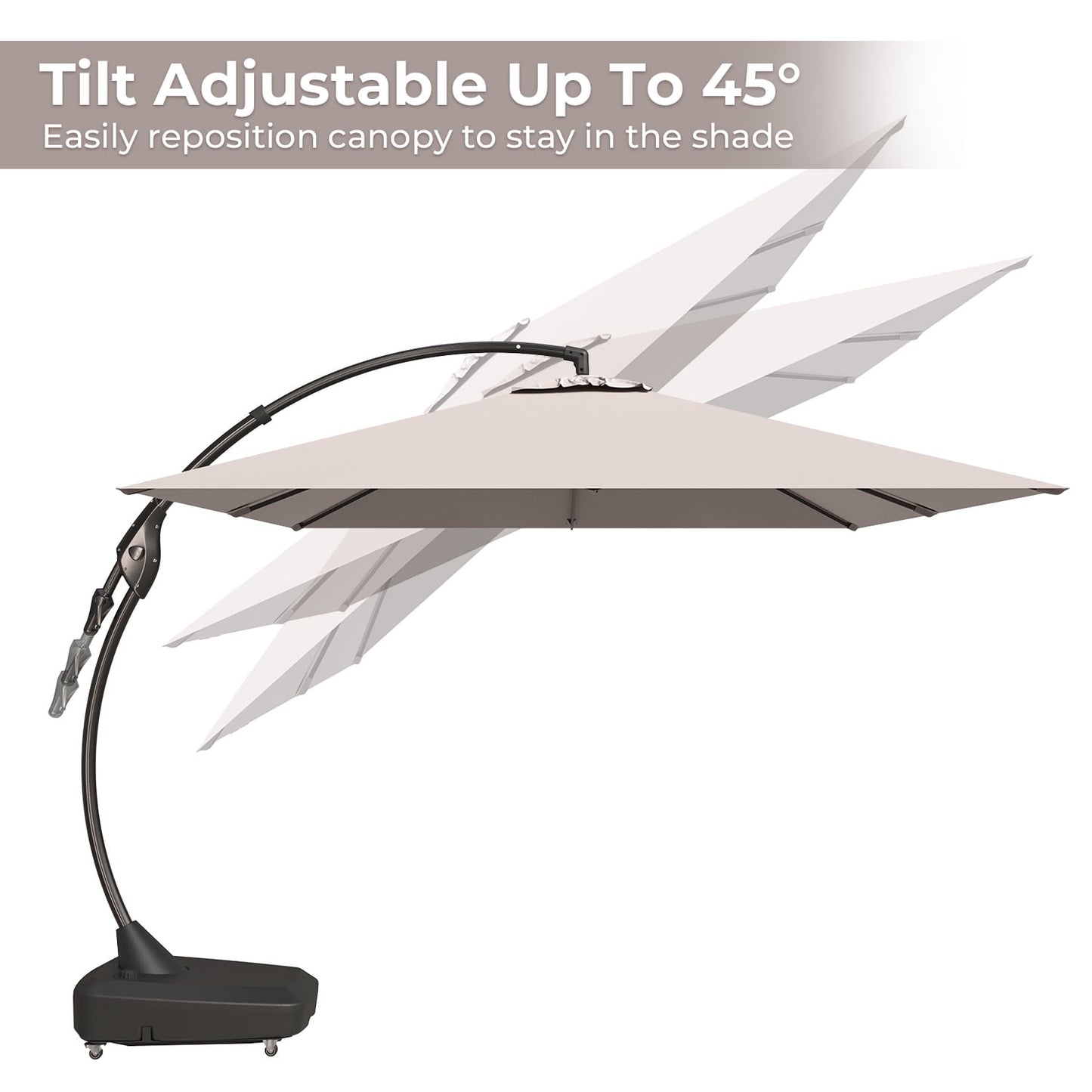 Grand Patio Patio Umbrellas 10x13 FT Rectangular Offset Umbrella, Large Patio Cantilever Umbrella with Base Aluminum Outdoor Umbrella for Garden Poolside, Champagne