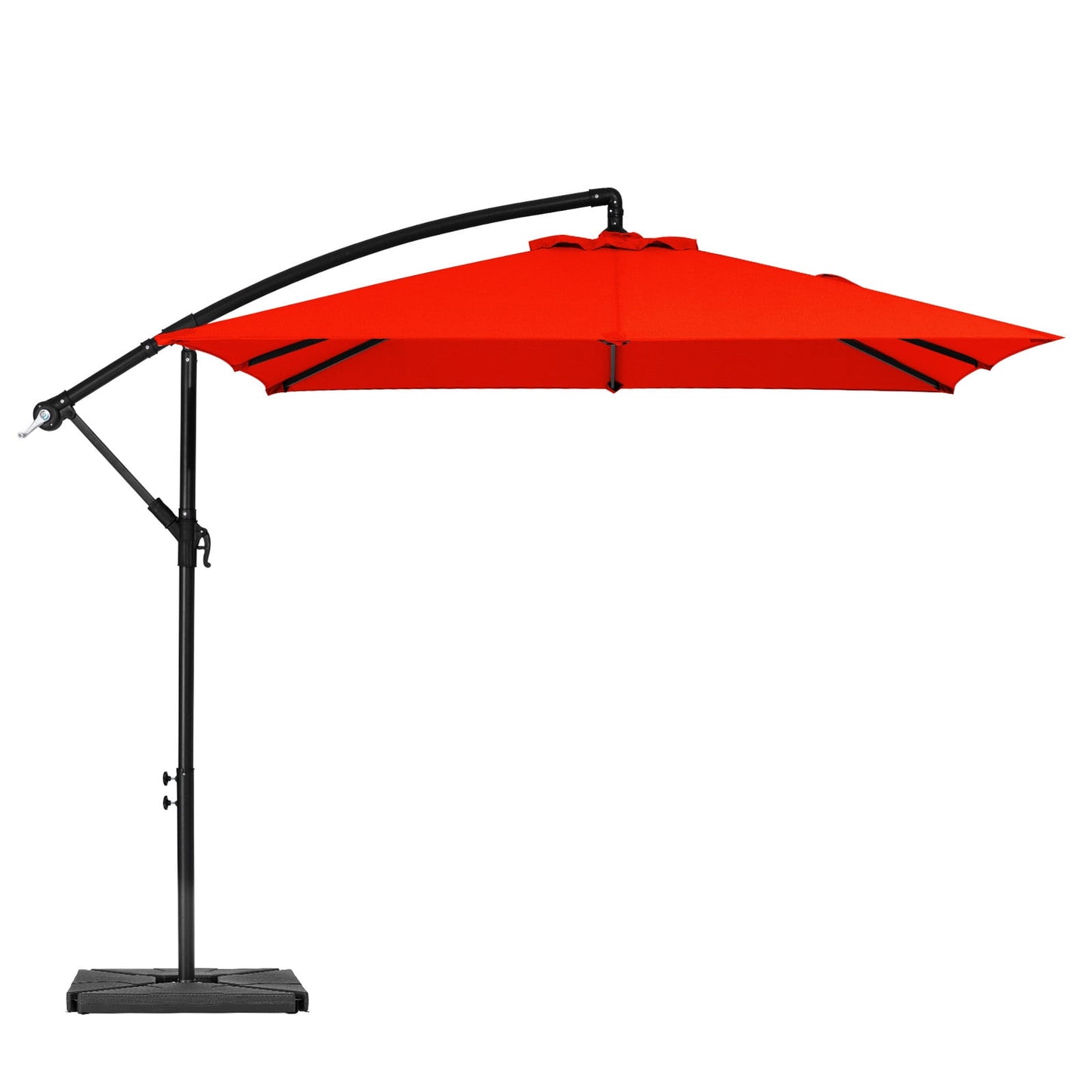 JUSTLET 8 x 8 ft Outdoor Square Hanging Offset Cantilever Umbrella for Garden,Base Included, Orange