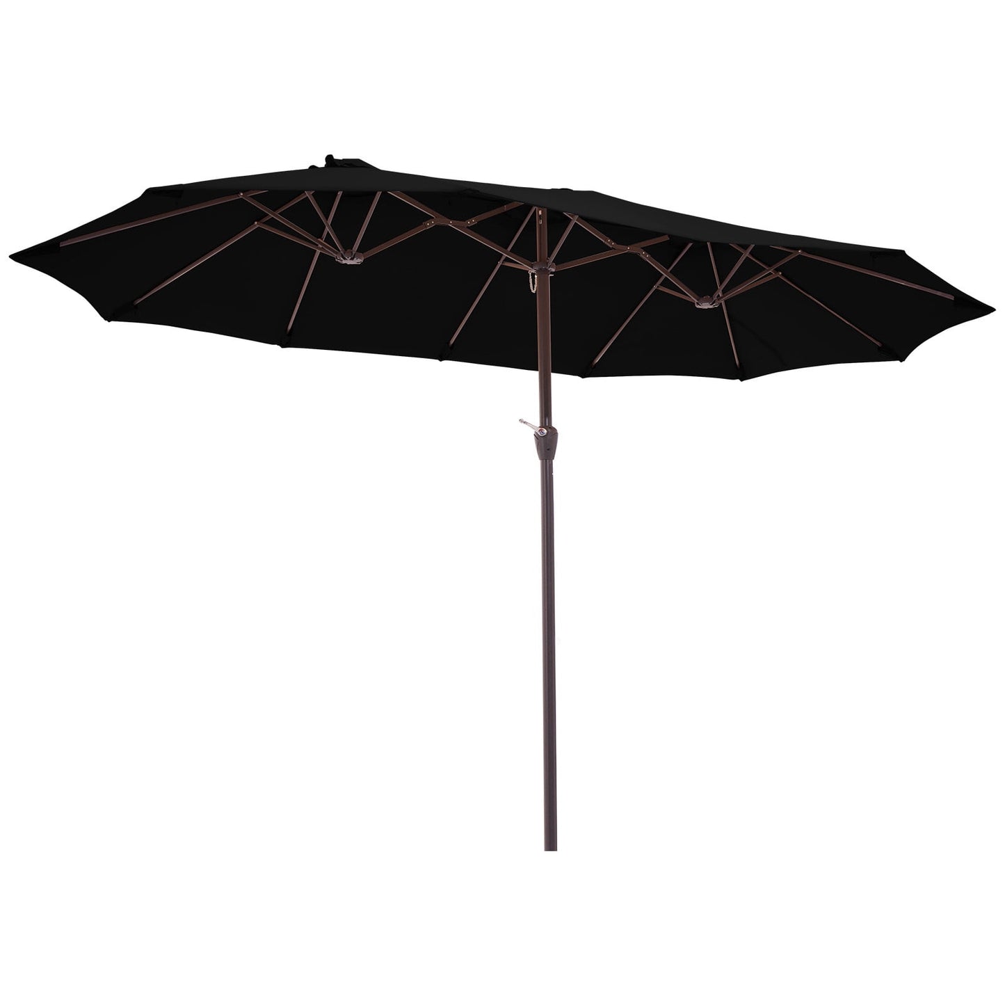 JUSTLET 15ft Rectangular Outdoor Patio Umbrella Double-Sided Twin Large Patio Umbrella with Crank,Black