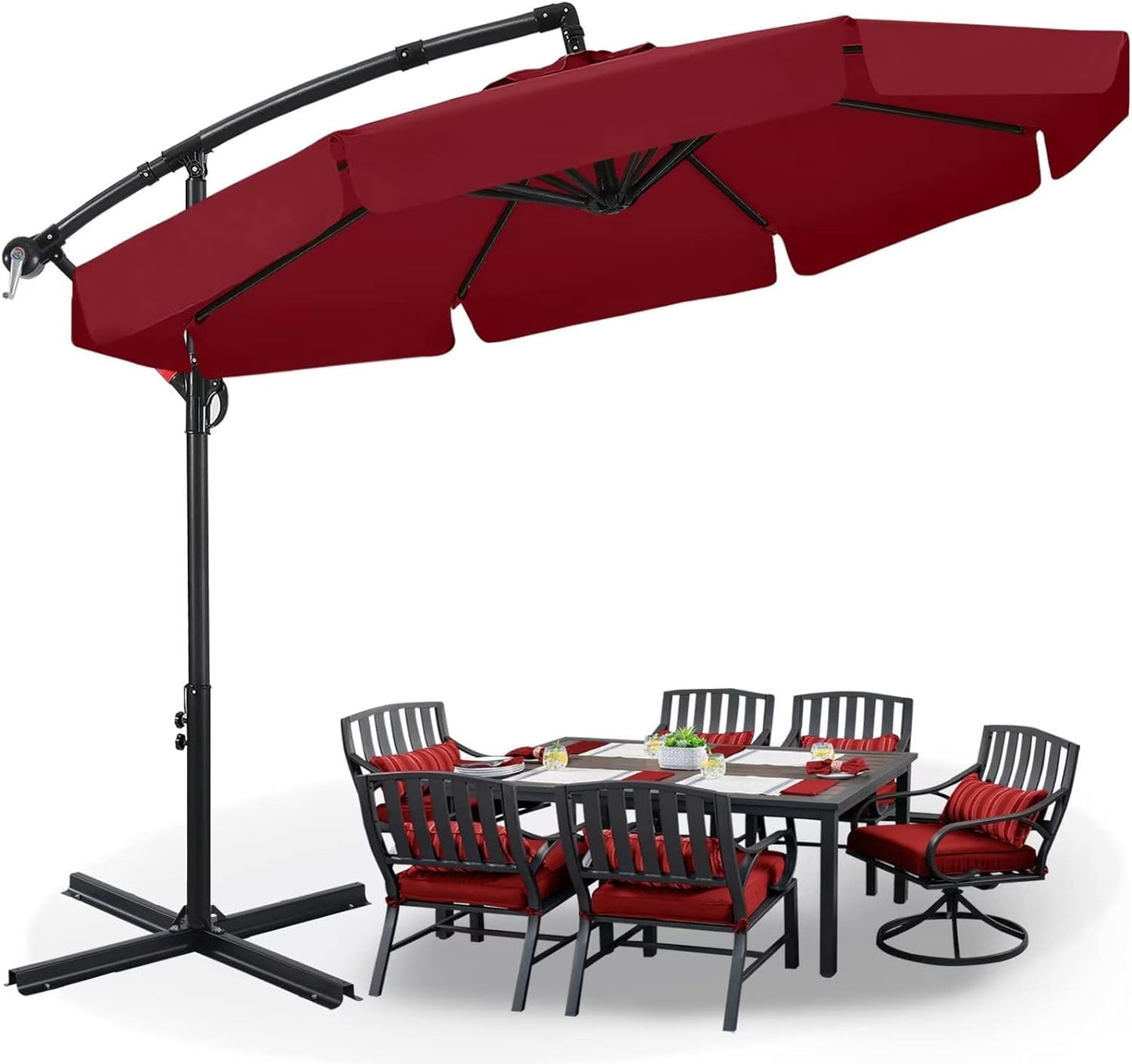 ABCCANOPY 10 FT 360°Rotation Cantilever Patio Umbrella with Crank & Cross Base for Garden, Backyard, Pool and Beach, 12+ Colors(Light Gray)