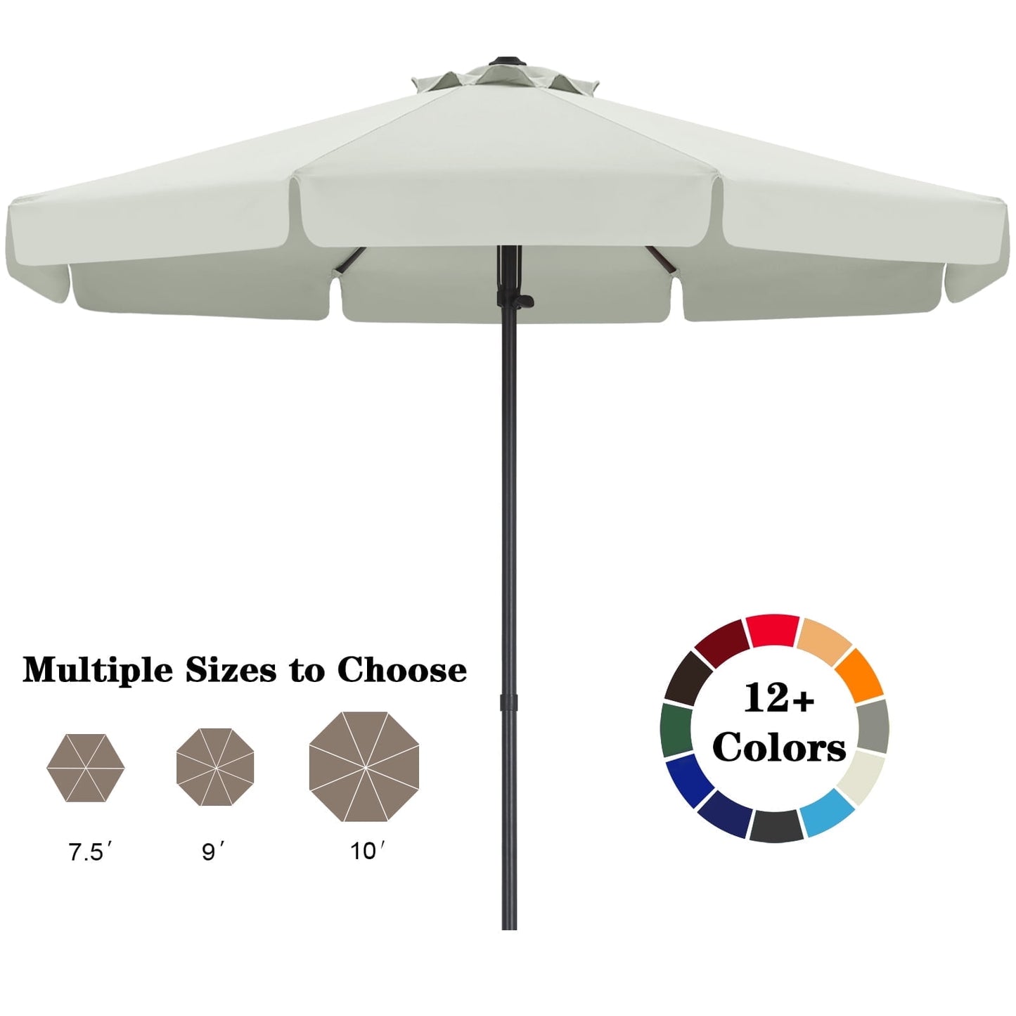 ABCCANOPY 9ft Outdoor Market Hand Push Patio Umbrella With Hanging Edge,12+Colors, Blue