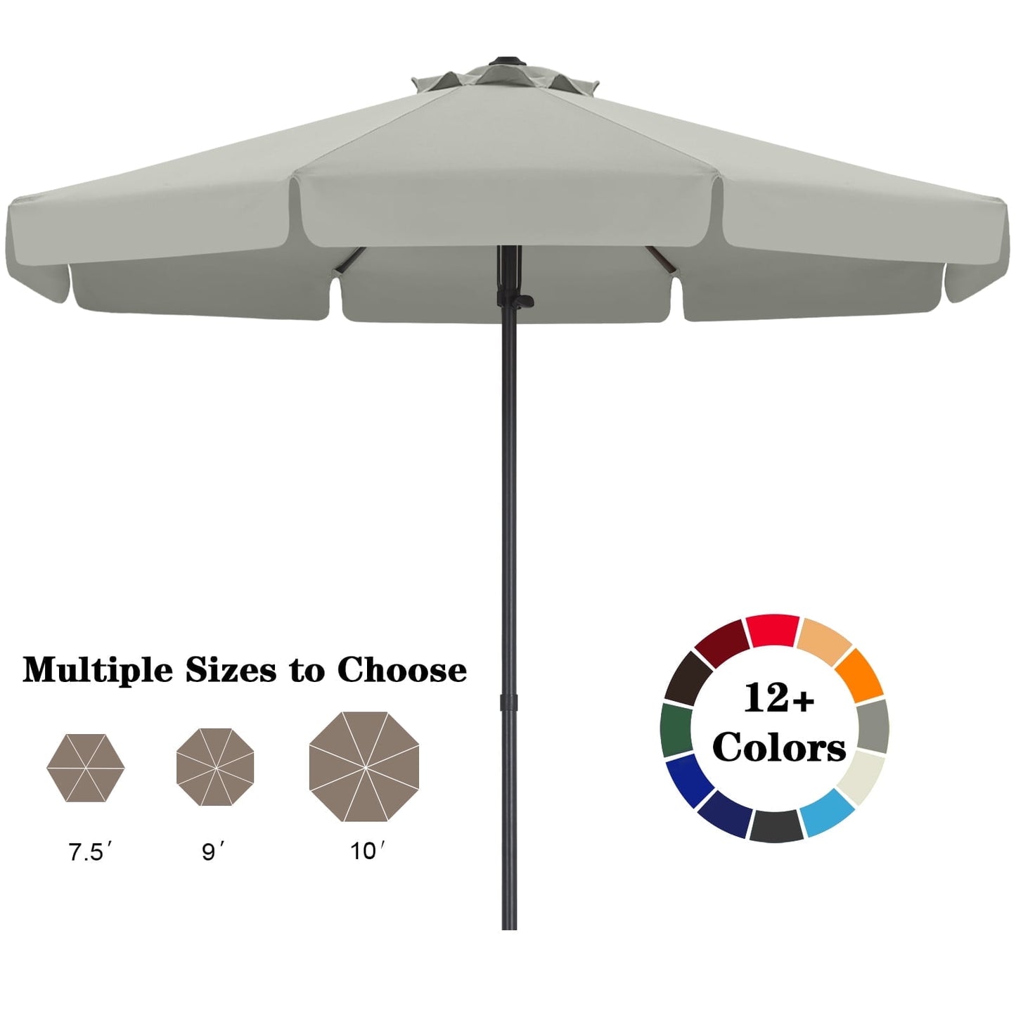 ABCCANOPY 7.5ft Outdoor Market Hand Push Patio Umbrella With Hanging Edge,12+Colors, Turquoise