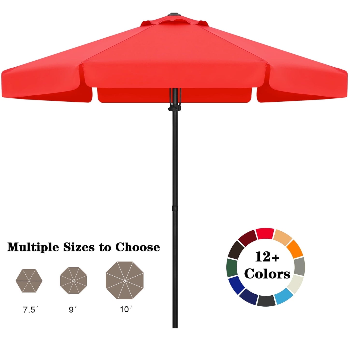 ABCCANOPY 7.5ft Outdoor Market Hand Push Patio Umbrella With Hanging Edge,12+Colors, Turquoise