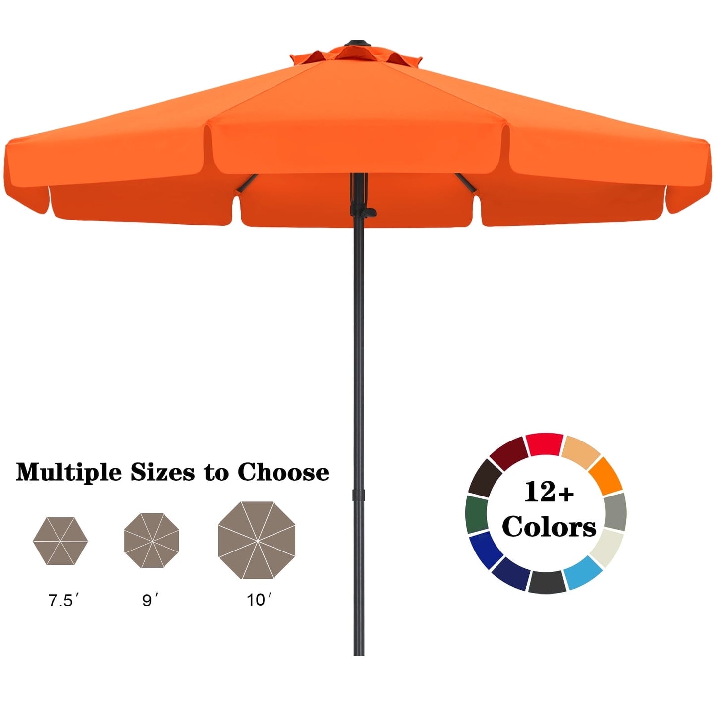 ABCCANOPY 9ft Outdoor Market Hand Push Patio Umbrella With Hanging Edge,12+Colors, Blue