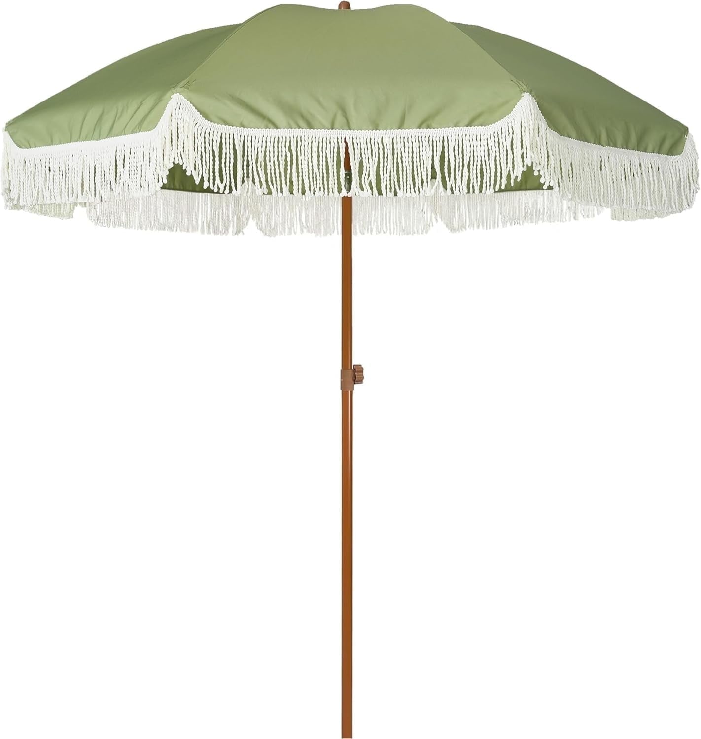 AMMSUN 7ft Fringe Patio Umbrella, Outdoor Table Tassels Umbrella with Push Button Tilt UPF50+ Shade Shelter,Cream White Camping Sun
