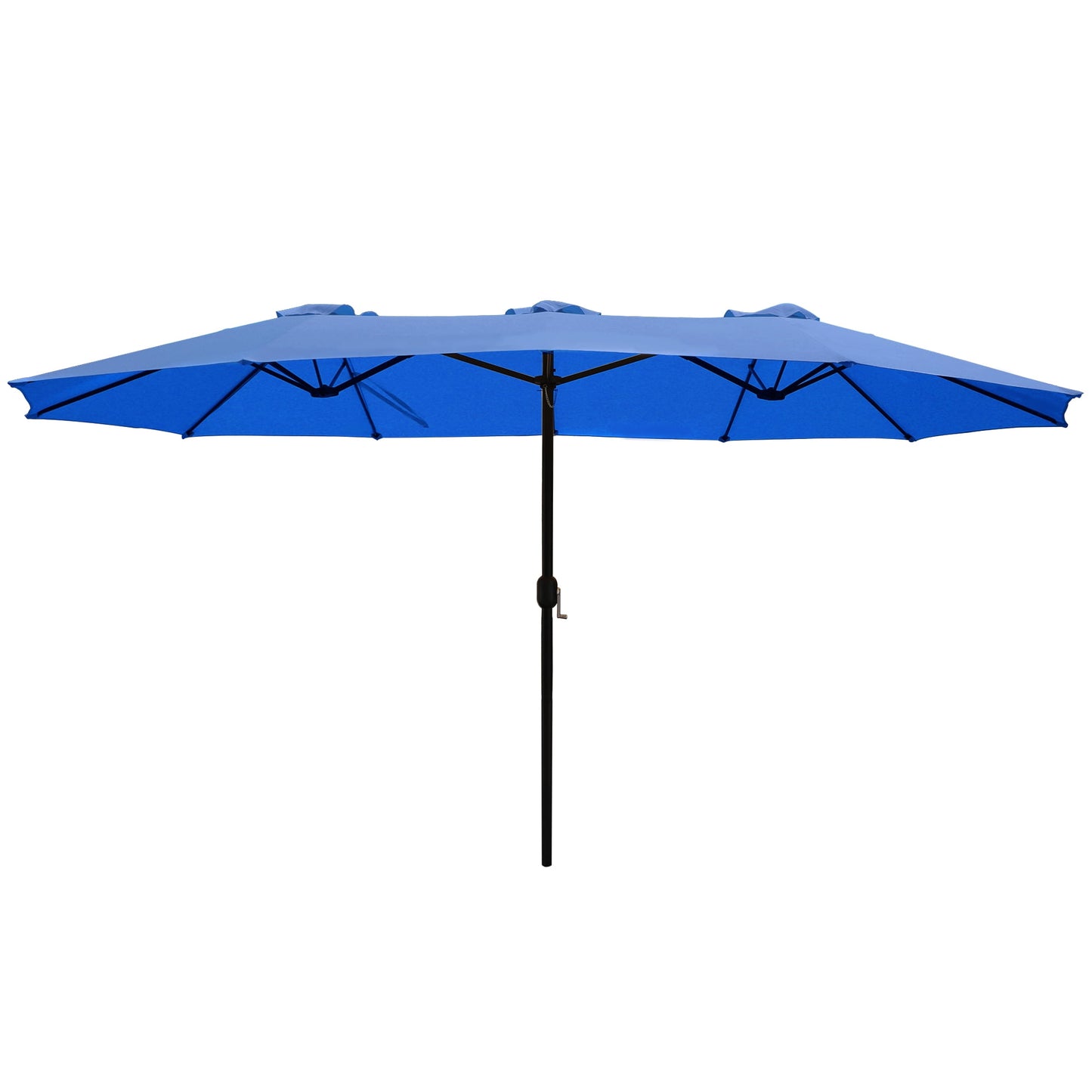Abble 15x9 ft. Large Double Sided Rectangular Patio Market Umbrella with Crank Lift - Heavy Duty Steel Sun Shade for Pool, Deck, Backyard, Tan
