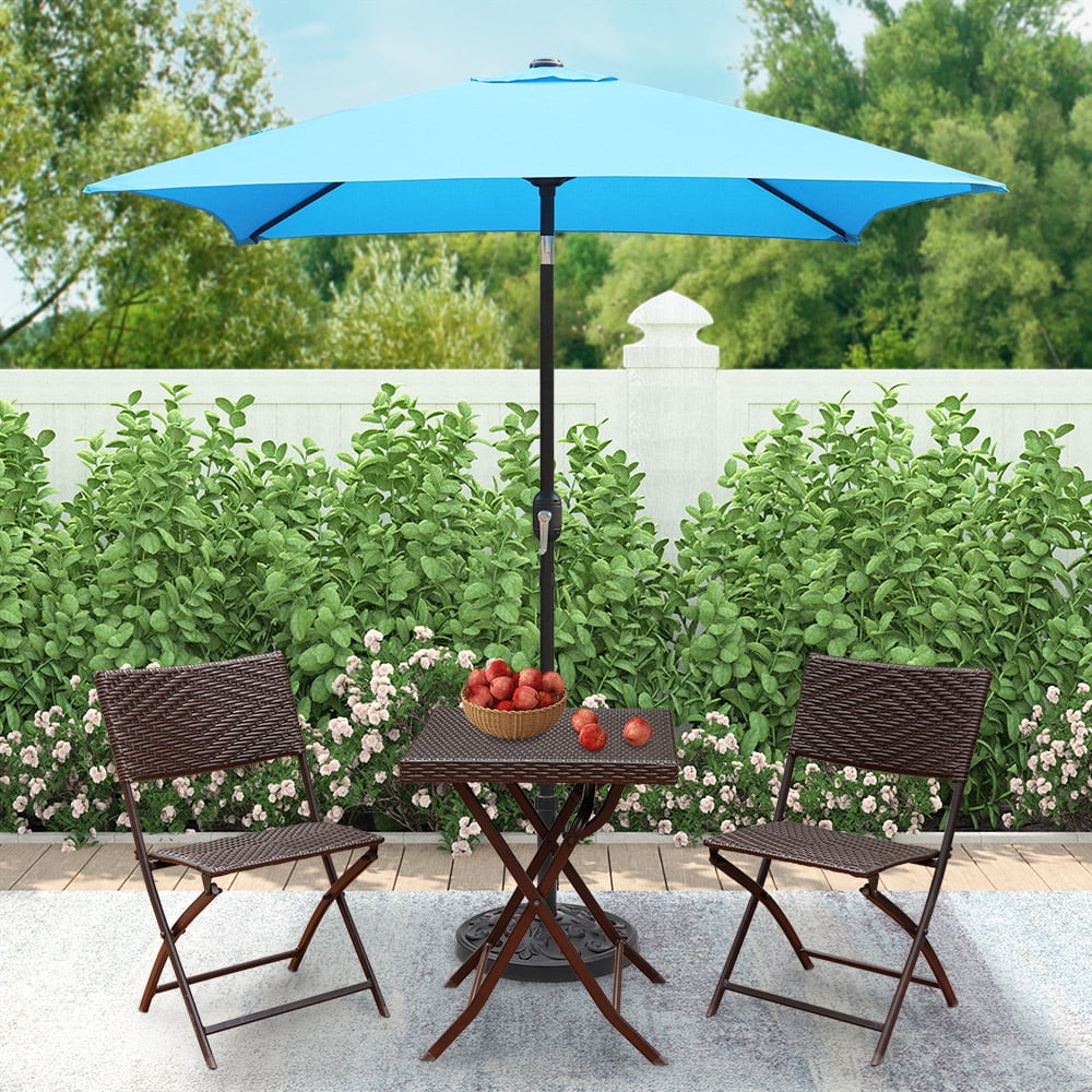 Abble 6.5 Ft Square Outdoor Patio Market Umbrella with Push Button Tilt and Crank Handle, Red