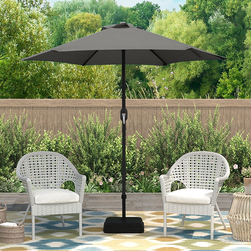 Abble 7.5ft Outdoor Patio Umbrella with Crank – 6-Rib Market Umbrella for Garden, Deck, Backyard, or Pool
