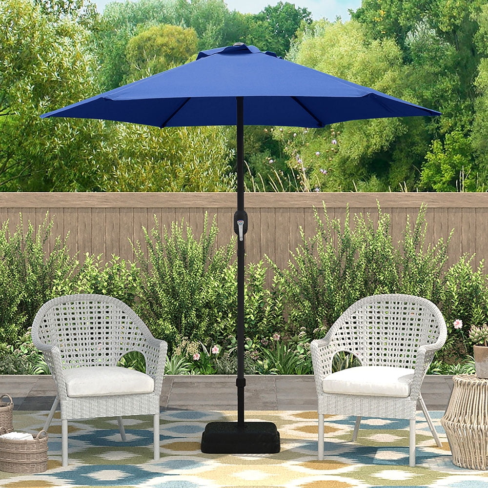 Abble 7.5ft Outdoor Patio Umbrella with Crank – 6-Rib Market Umbrella for Garden, Deck, Backyard, or Pool