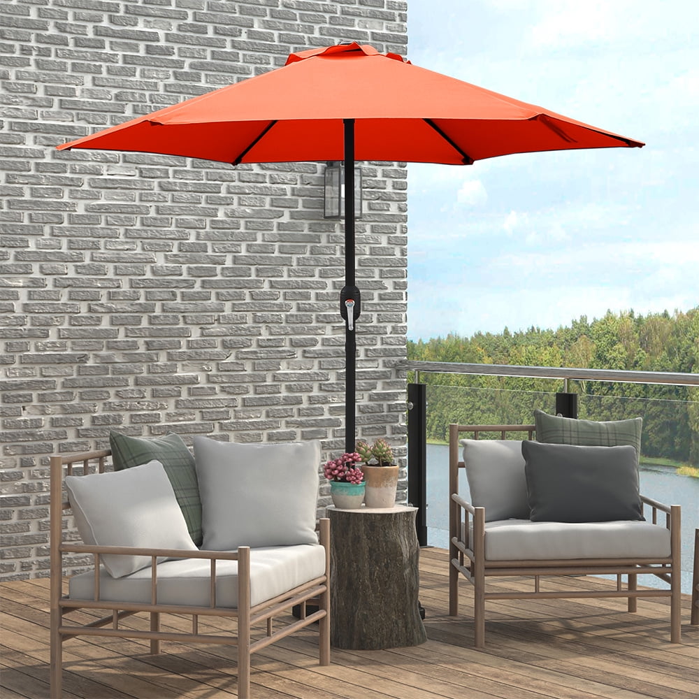 Abble 7.5ft Patio Umbrella with Crank Handle, Outdoor Market Umbrella with 6 Sturdy Umbrella Ribs Waterproof for Garden, Deck, Backyard, Pool, Tan