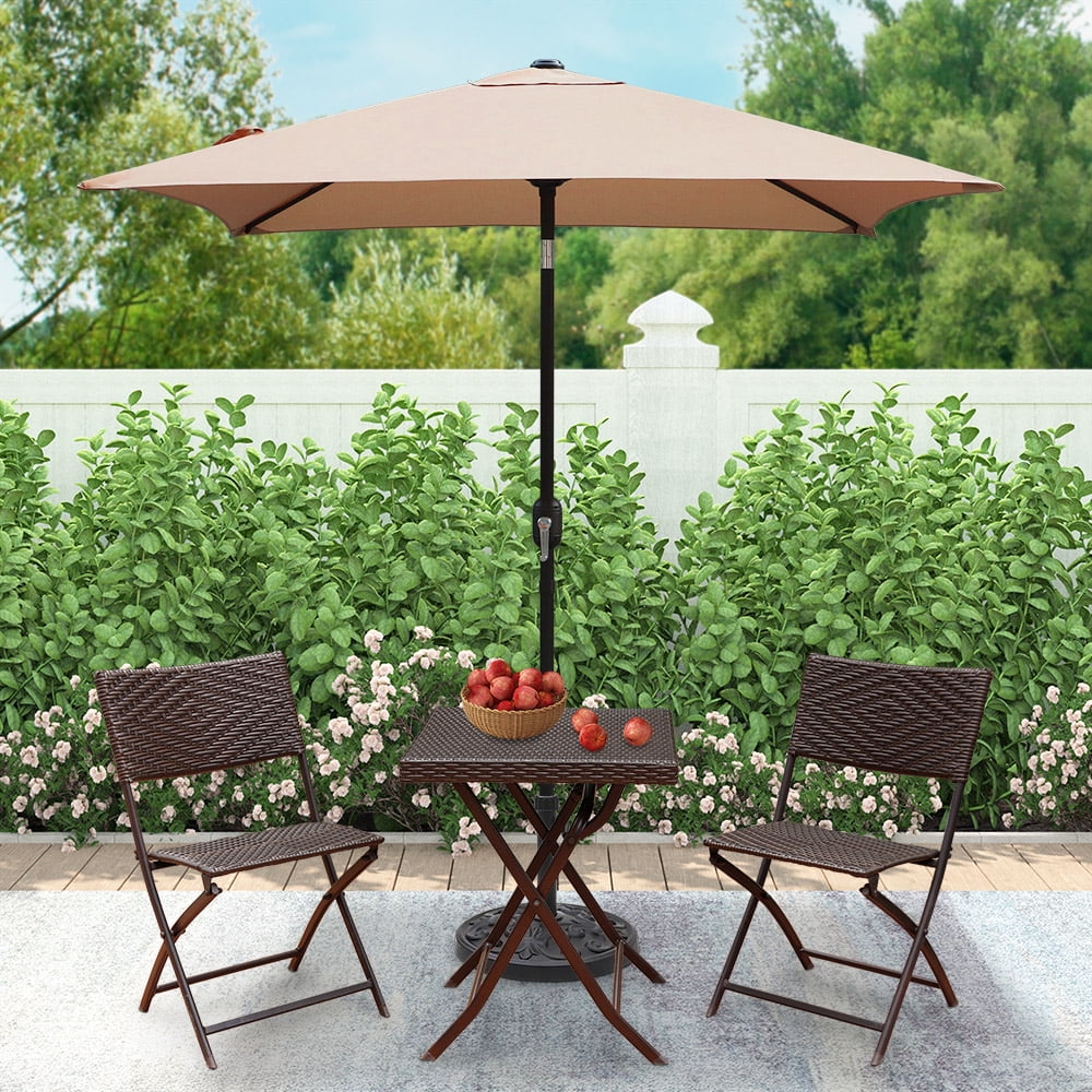 Abble 6.5 Ft Square Outdoor Patio Market Umbrella with Push Button Tilt and Crank Handle, Red