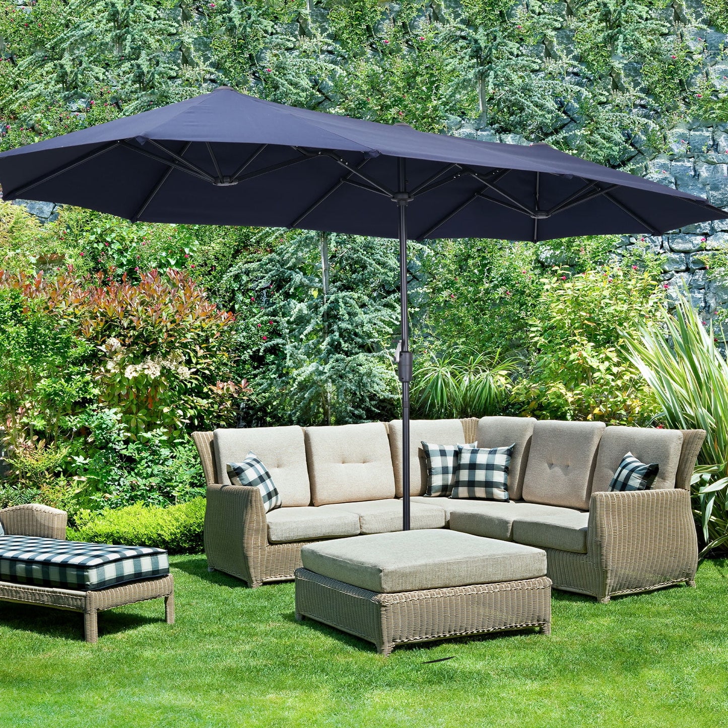 Autlaycil 13 FT Patio Umbrella with Sun Protection & Easy Crank for Deck Pool Patio, Navy Blue