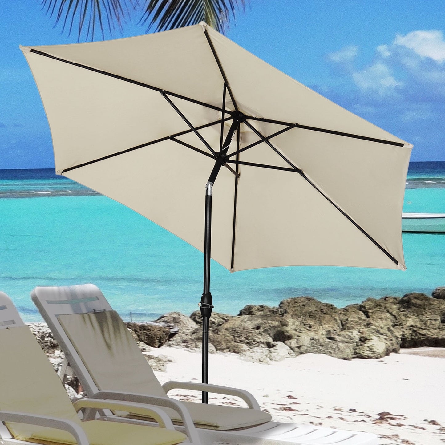 Autlaycil 7.5 ft Patio Umbrella with Tilt and Crank, Adjustable Outdoor Market Umbrellas (BLue)