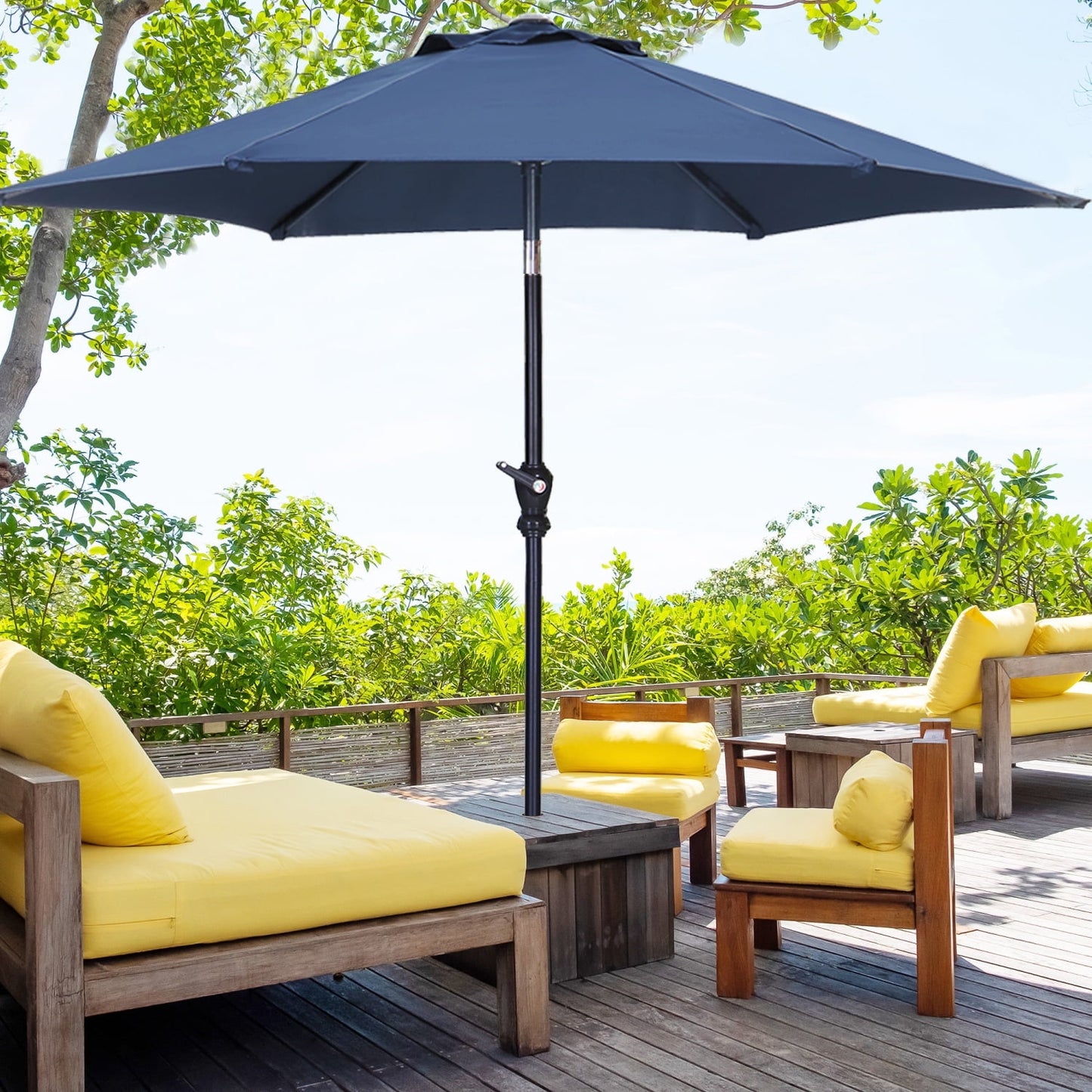 Autlaycil 7.5 ft Patio Umbrella with Tilt and Crank, Adjustable Outdoor Market Umbrellas (BLue)