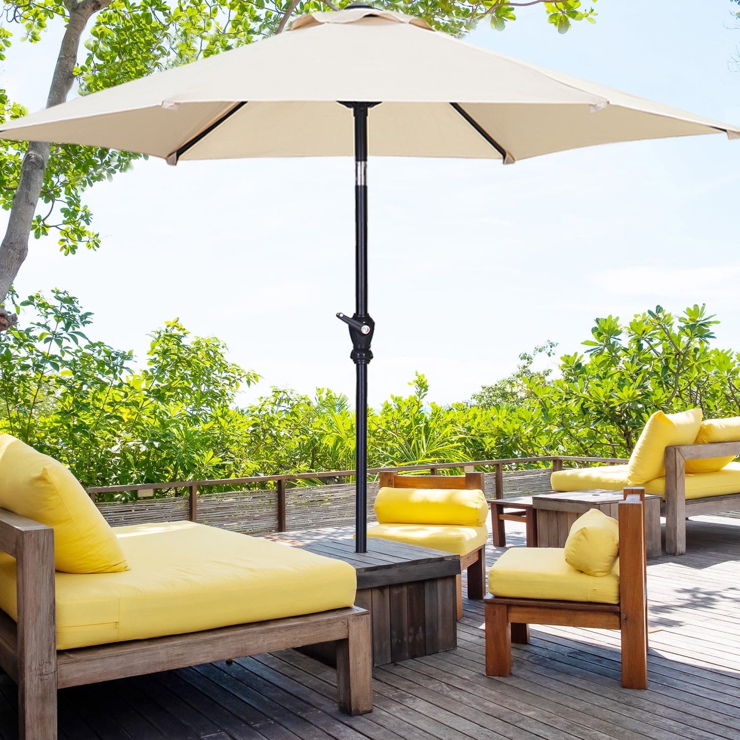 Autlaycil 7.5 ft Patio Umbrella with Tilt and Crank, Adjustable Outdoor Market Umbrellas (BLue)