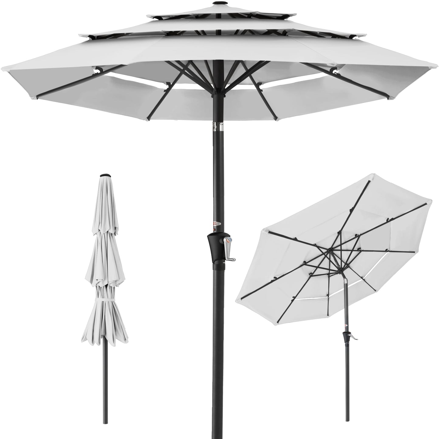 Best Choice Products 10ft 3-Tier Patio Umbrella, Market Sun Shade w/ Tilt Adjustment, Easy Crank - Red