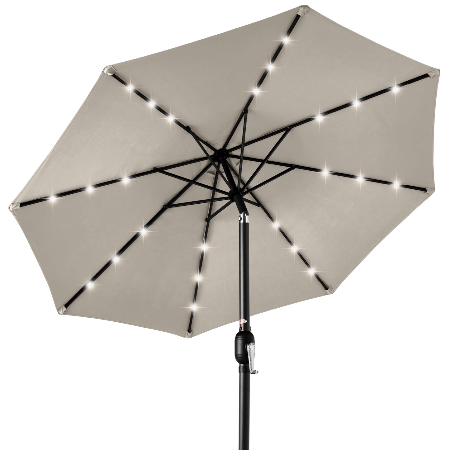 Best Choice Products 10ft Solar LED Lighted Patio Umbrella w/ Tilt Adjustment, UV-Resistant Fabric - Slate
