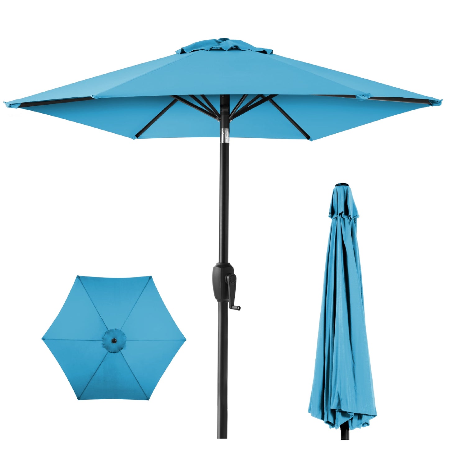 Best Choice Products 7.5ft Heavy-Duty Outdoor Market Patio Umbrella w/ Push Button Tilt, Easy Crank - Yellow