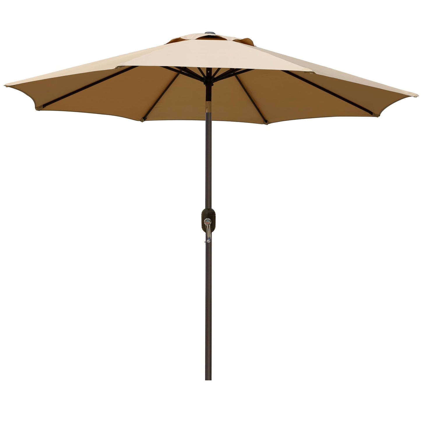 Blissun 9' Outdoor Patio Umbrella, Outdoor Table Umbrella, Yard Umbrella, Market Umbrella with 8 Sturdy Ribs, Push Button Tilt and Crank (Tan) C80