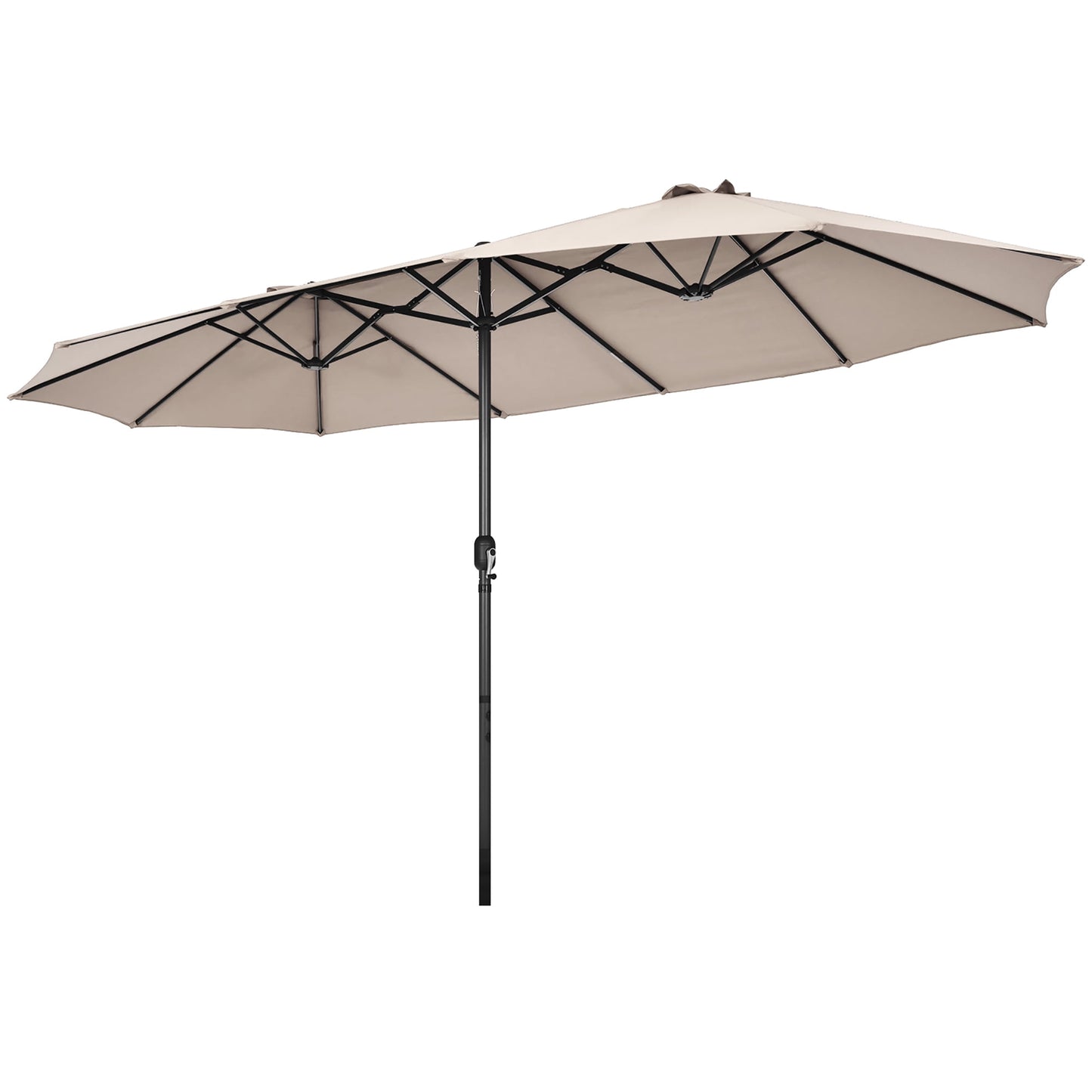 Costway 15ft Beige Patio Double-Sided Umbrella, Crank Lift