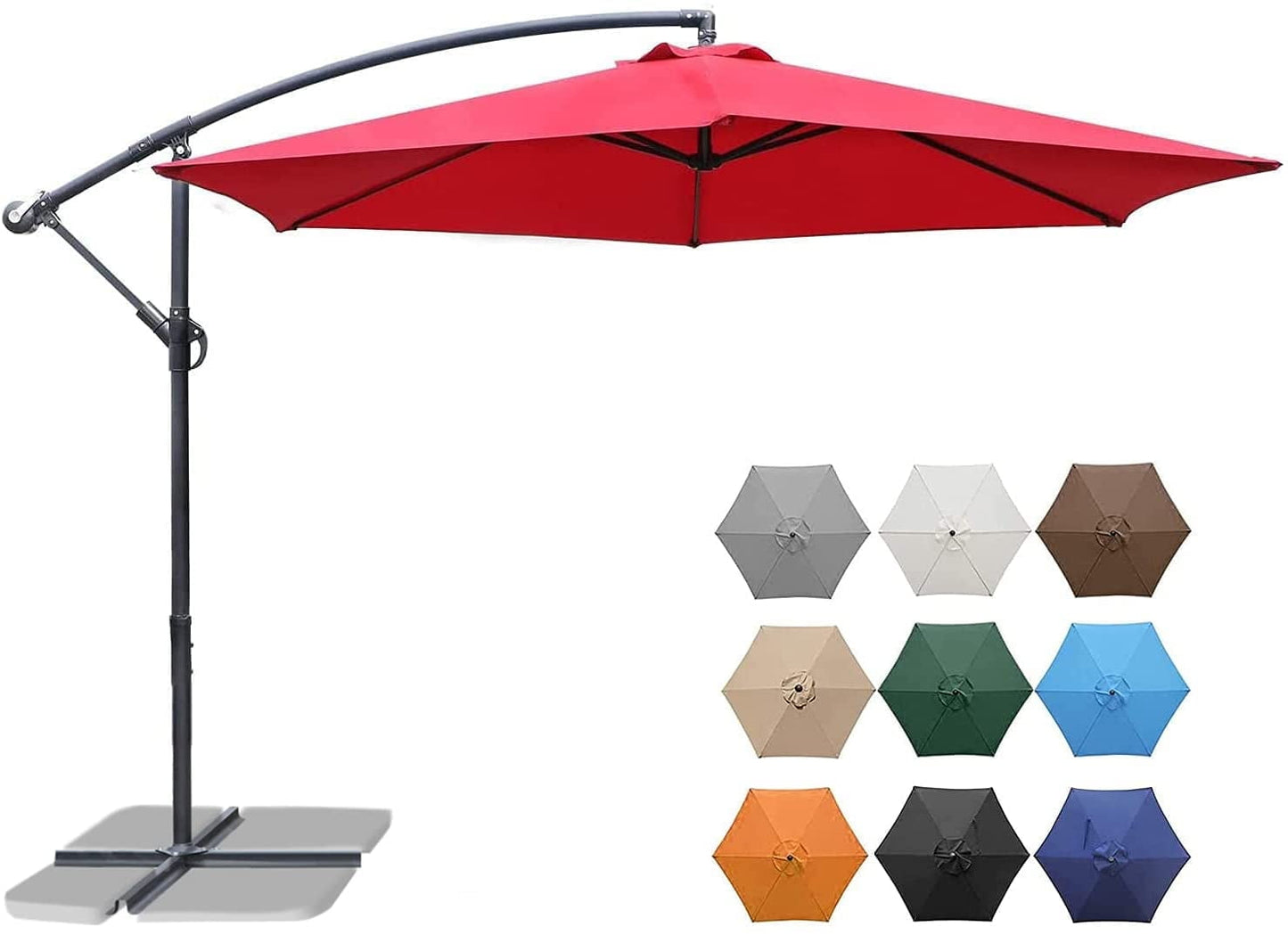 Devoko 10ft Patio Offset Umbrella Outdoor Hanging Umbrellas, White