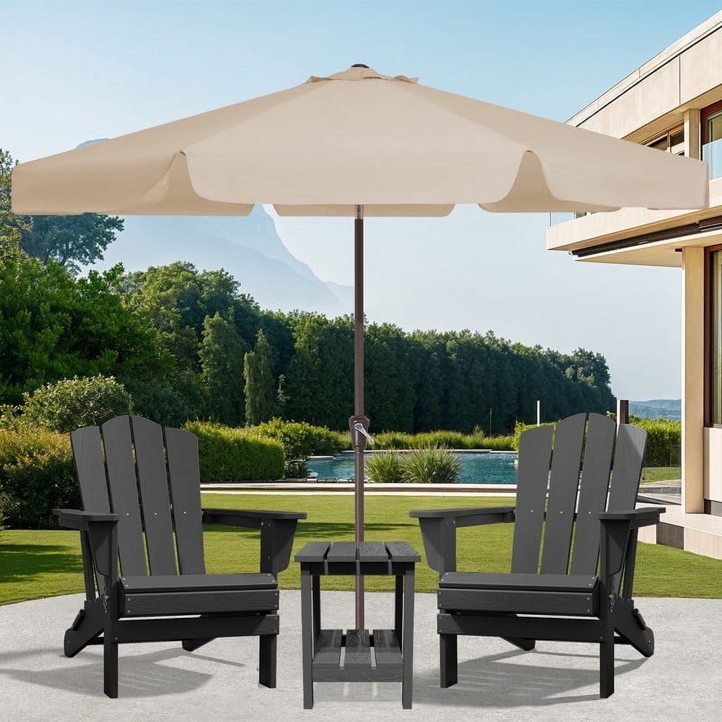 JUSTLET 10 FT Outdoor Patio Umbrella with Push Button Tilt and Crank Sysytem, Round Umbrella for Garden, Poolside, Deck and Backyard, Orange