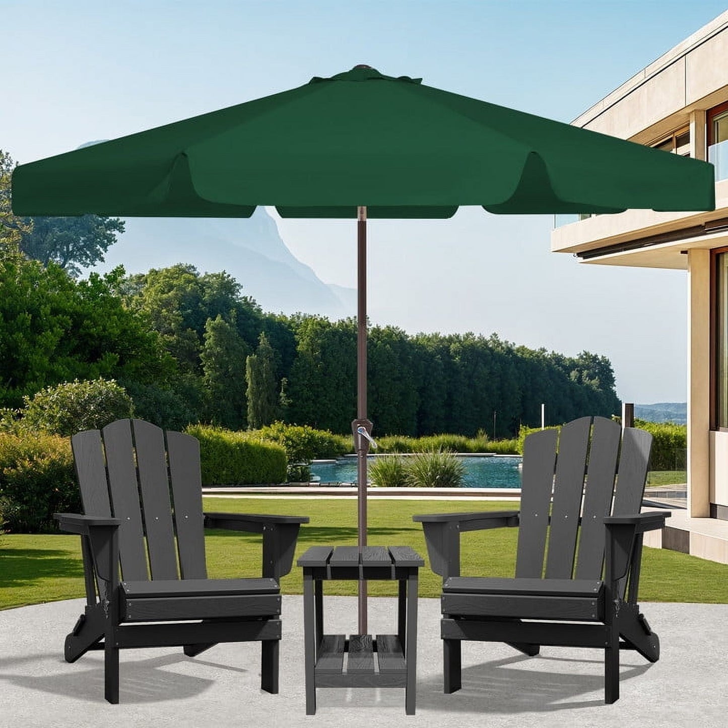 JUSTLET 10 FT Outdoor Patio Umbrella with Push Button Tilt and Crank Sysytem, Round Umbrella for Garden, Poolside, Deck and Backyard, Orange