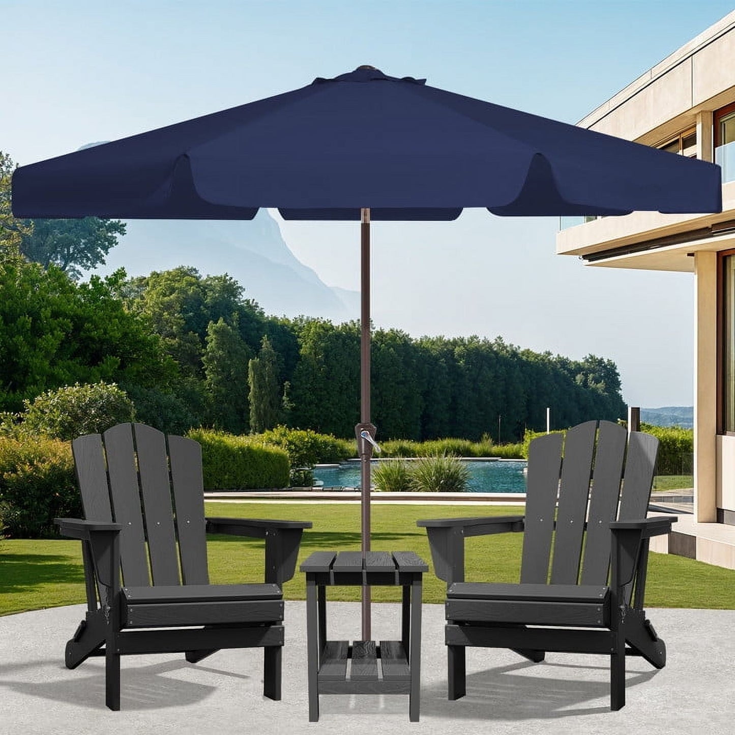 JUSTLET 10 FT Outdoor Patio Umbrella with Push Button Tilt and Crank Sysytem, Round Umbrella for Garden, Poolside, Deck and Backyard, Orange