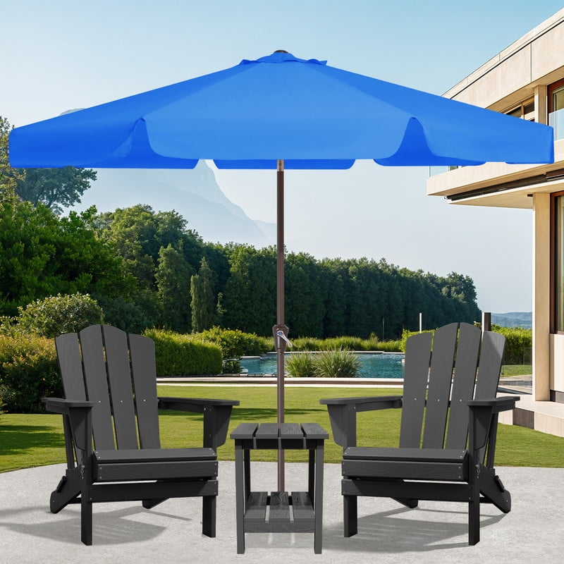 JUSTLET 10 FT Outdoor Patio Umbrella with Push Button Tilt and Crank Sysytem, Round Umbrella for Garden, Poolside, Deck and Backyard, Orange