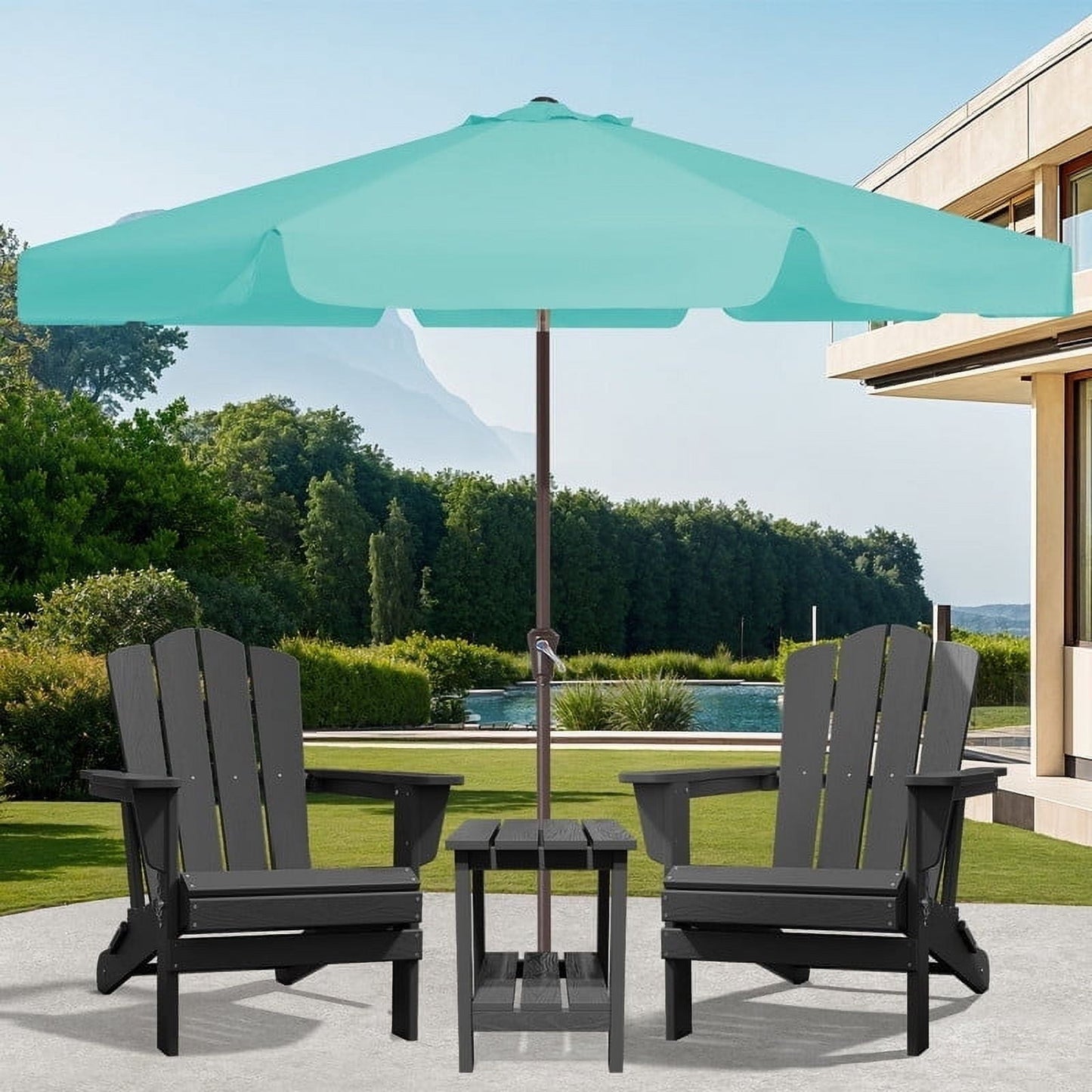 JUSTLET 10 FT Outdoor Patio Umbrella with Push Button Tilt and Crank Sysytem, Round Umbrella for Garden, Poolside, Deck and Backyard, Orange