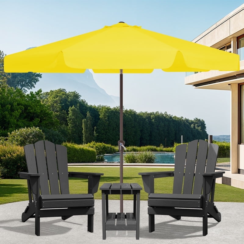 JUSTLET 10 FT Outdoor Patio Umbrella with Push Button Tilt and Crank Sysytem, Round Umbrella for Garden, Poolside, Deck and Backyard, Orange