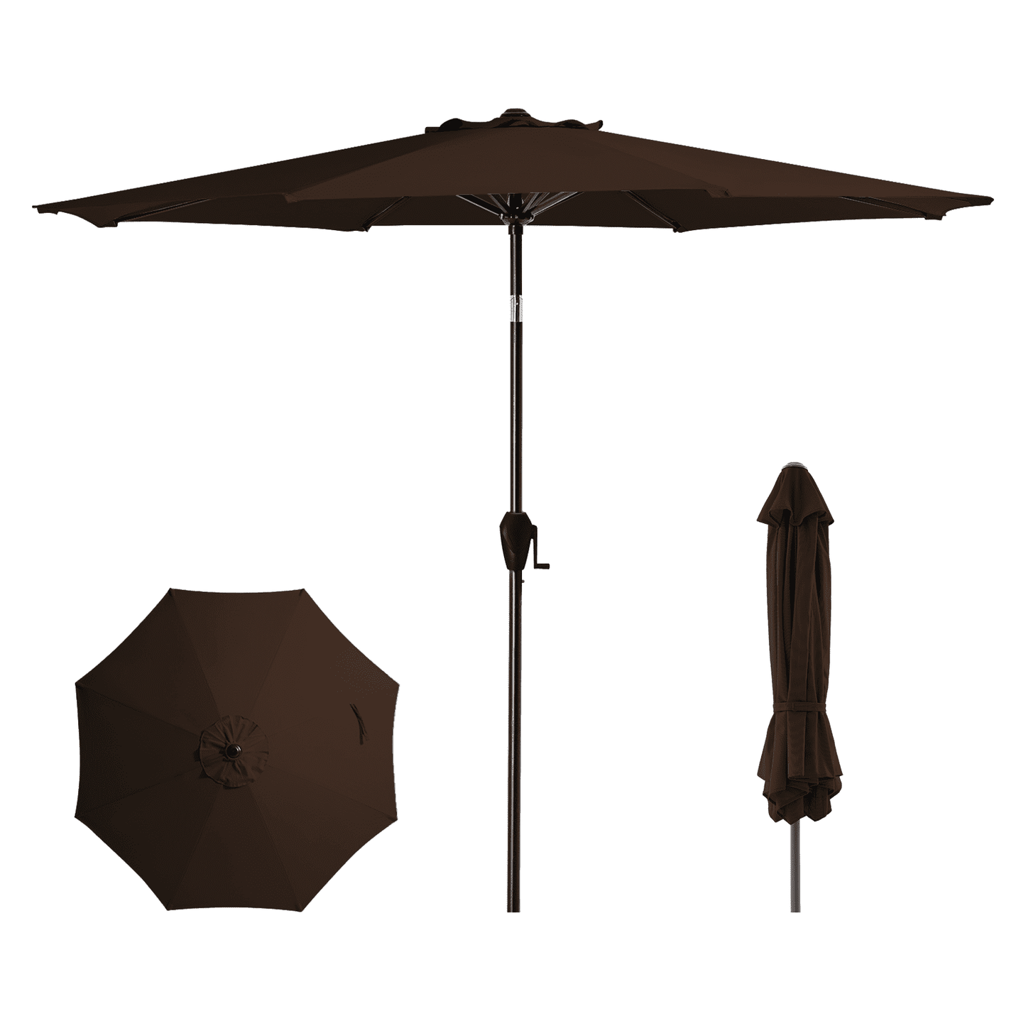 JUSTLET 10ft Patio Umbrella w/ Easy Crank & Tilt, 8-Rib Heavy-Duty Market Umbrella - Outdoor Umbrella for Backyard, Garden, Patio, Deck, Cafe, and Restaurant, Deck & Backyard - Beige