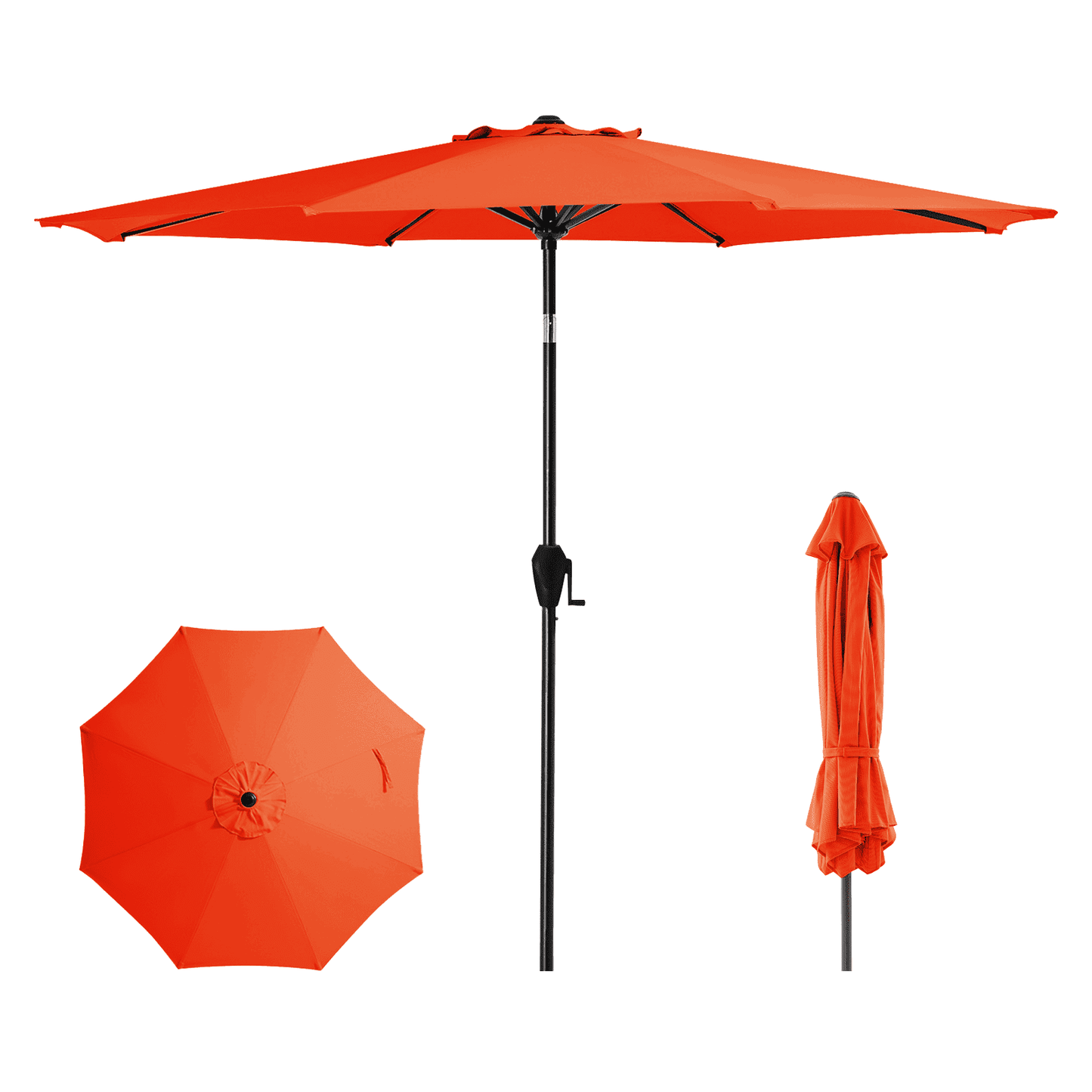 JUSTLET 10ft Patio Umbrella w/ Easy Crank & Tilt, 8-Rib Heavy-Duty Market Umbrella - Outdoor Umbrella for Backyard, Garden, Patio, Deck, Cafe, and Restaurant, Deck & Backyard - Beige