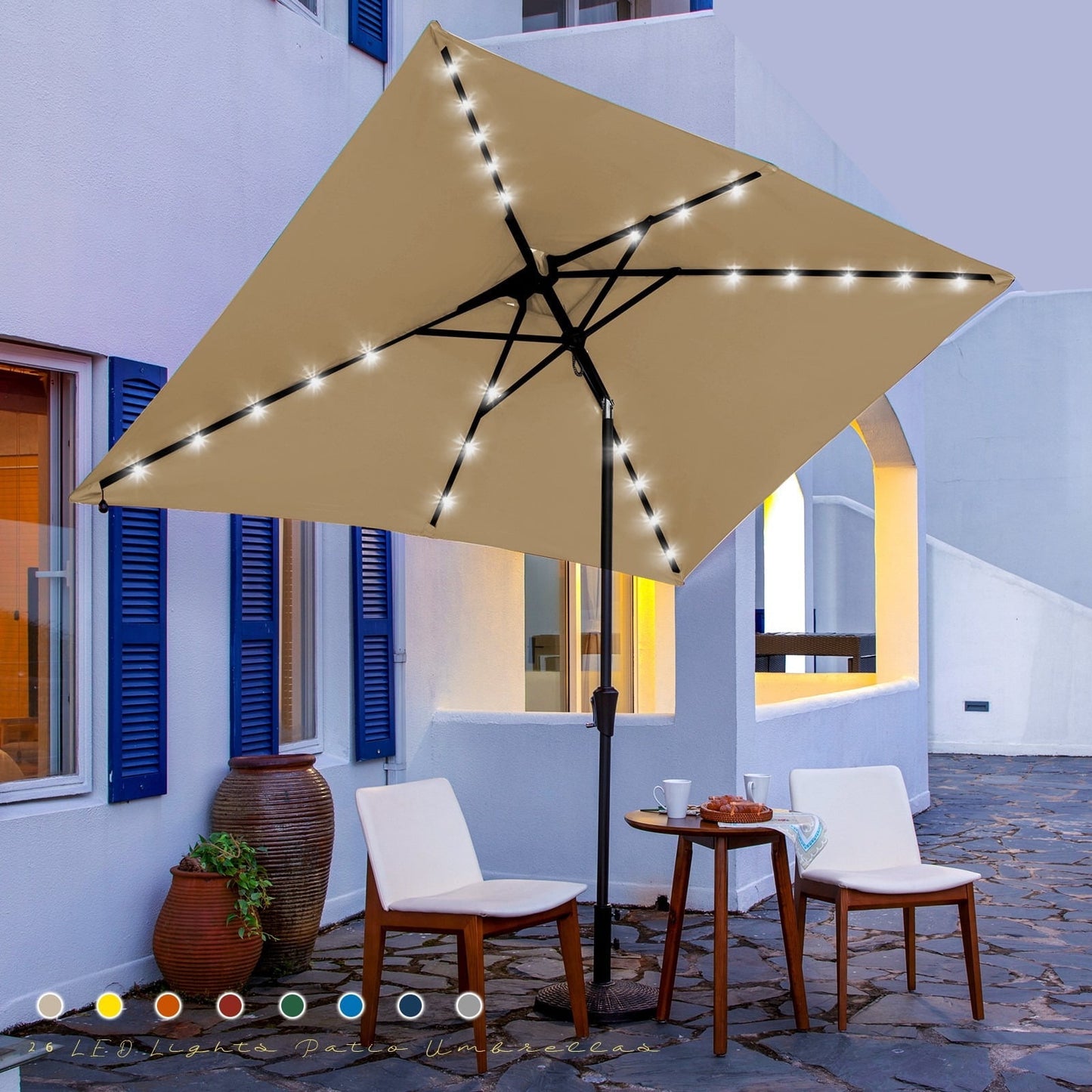 JUSTLET Heavy Duty Patio Umbrella Base Stand – Weather-Resistant Outdoor Parasol Holder with Black Finish, for Backyard, Garden, Deck, or Poolside Use