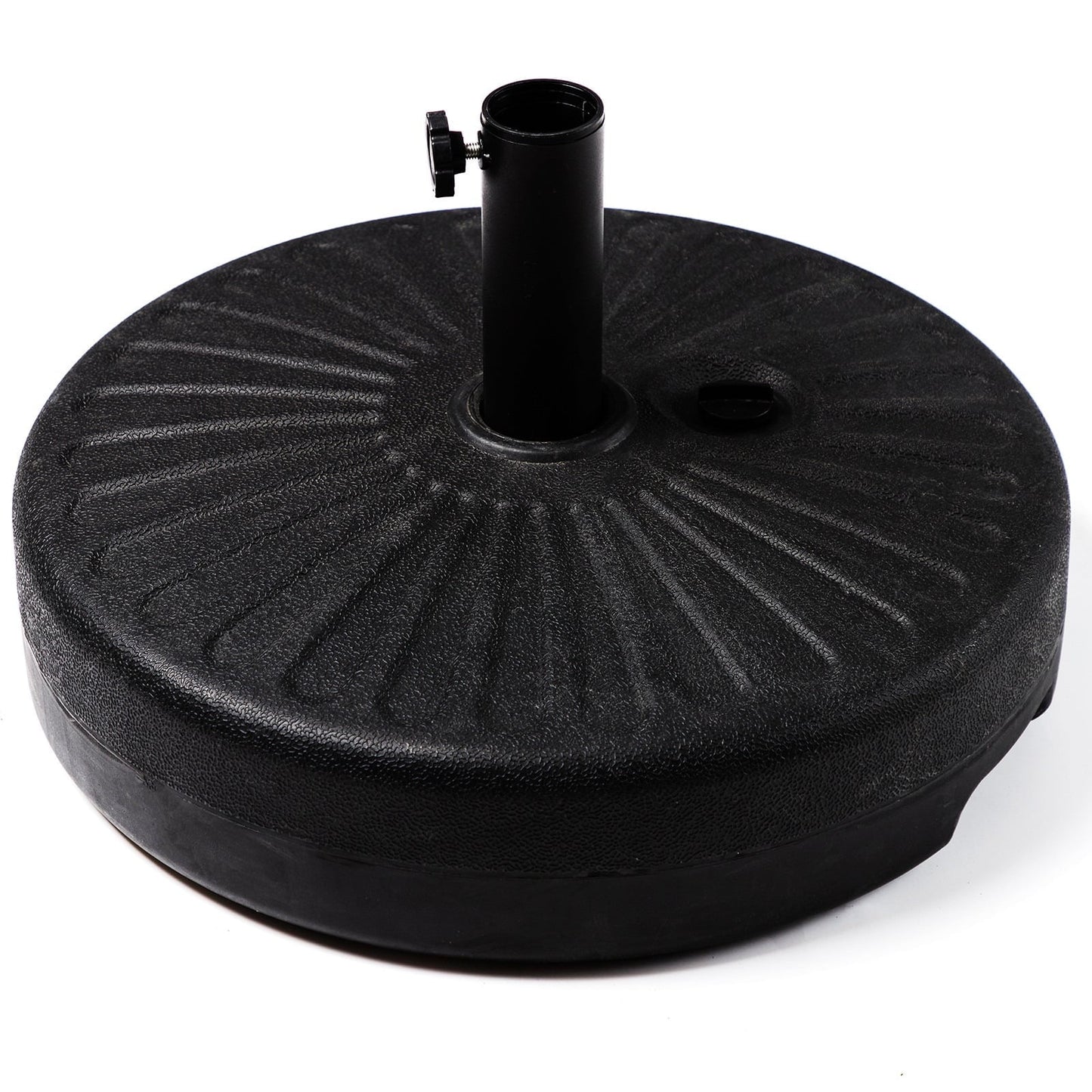 JUSTLET Heavy Duty Patio Umbrella Base Stand – Weather-Resistant Outdoor Parasol Holder with Black Finish, for Backyard, Garden, Deck, or Poolside Use