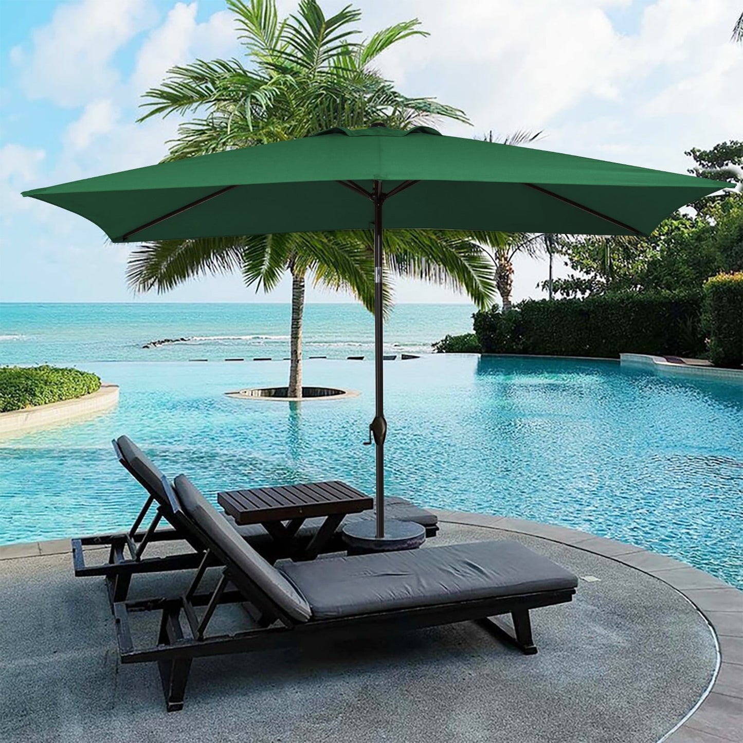 JUSTLET 6.5' x 10' Rectangular Patio Umbrellas, Outdoor Umbrella for Chair, Navy Blue