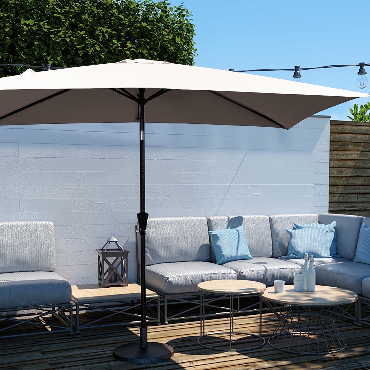 JUSTLET 6.5' x 10' Rectangular Patio Umbrellas, Outdoor Umbrella for Chair, Navy Blue