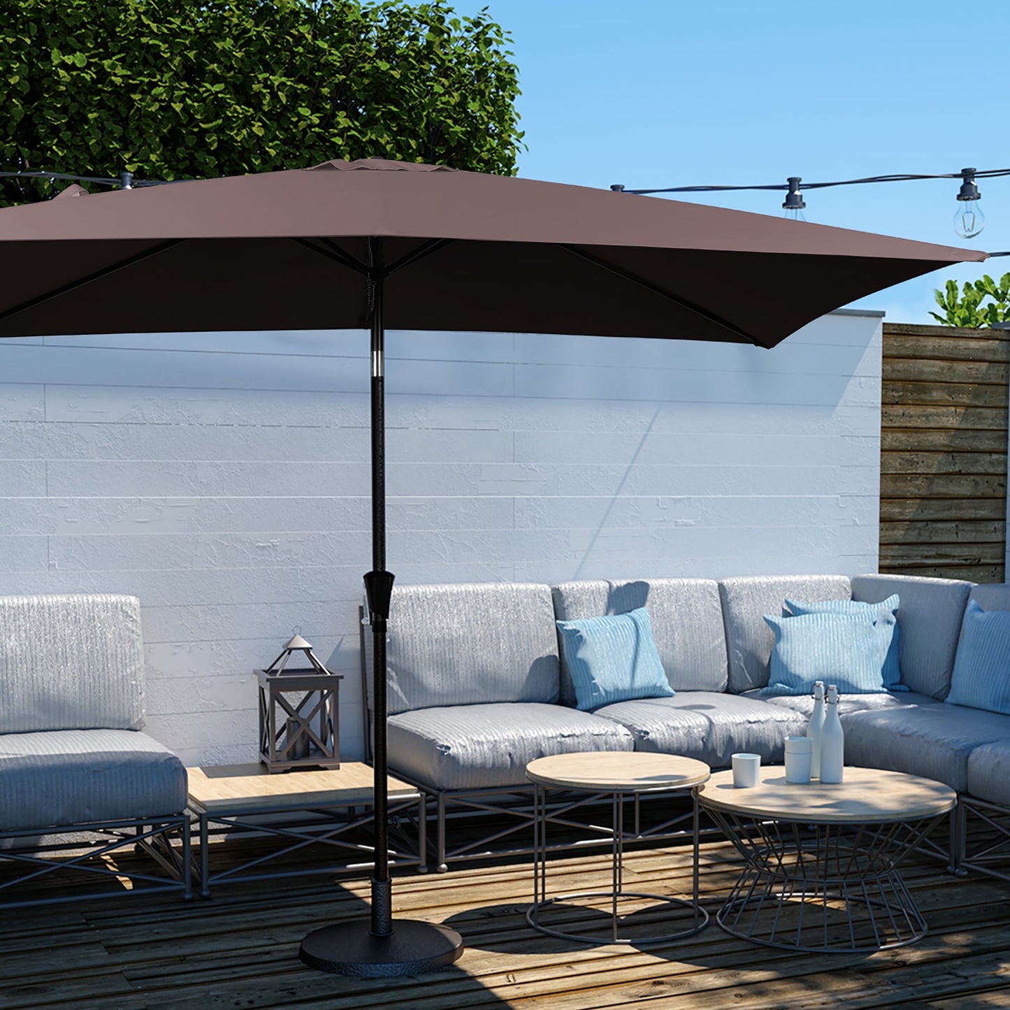 JUSTLET 6.5' x 10' Rectangular Patio Umbrellas, Outdoor Umbrella for Chair, Navy Blue