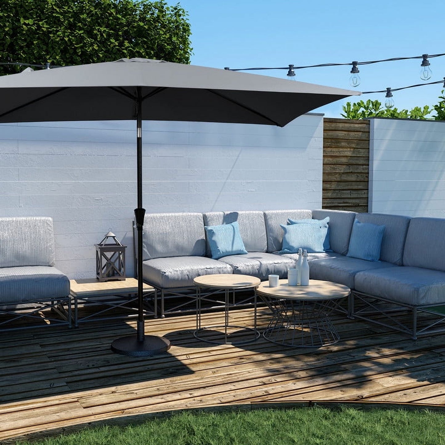 JUSTLET 6.5' x 10' Rectangular Patio Umbrellas, Outdoor Umbrella for Chair, Navy Blue